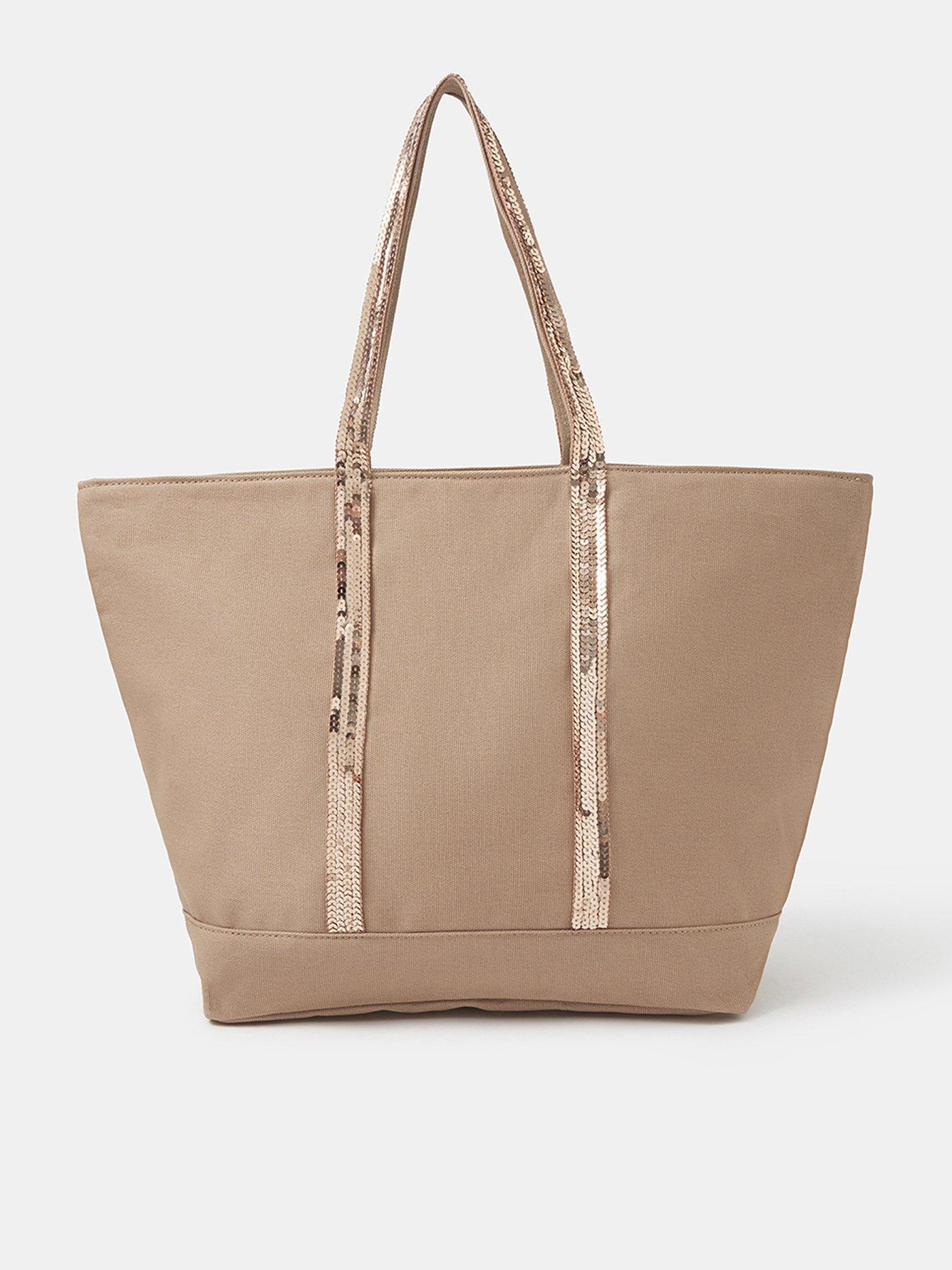 Image 1 of 5 of Accessorize Womens Sequin Zip Top Beach Tote Bag - Pink