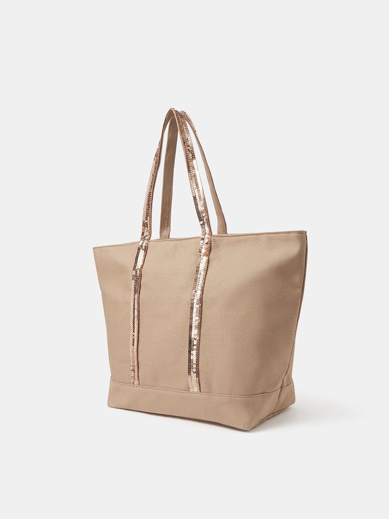 Image 3 of 5 of Accessorize Womens Sequin Zip Top Beach Tote Bag - Pink