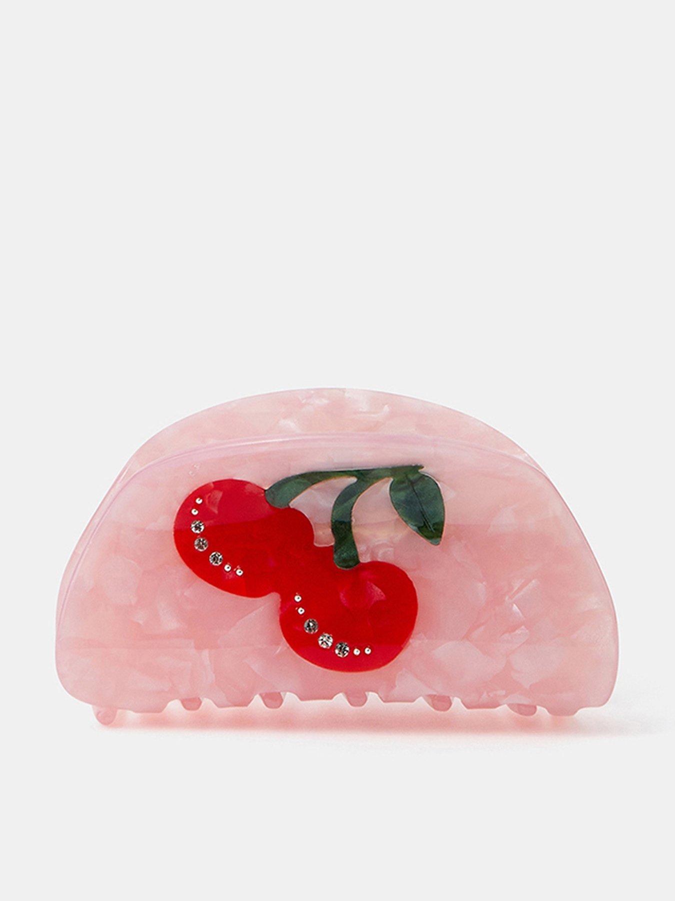 Accessorize Cherry Inlay Hair Claw Clip - Pink