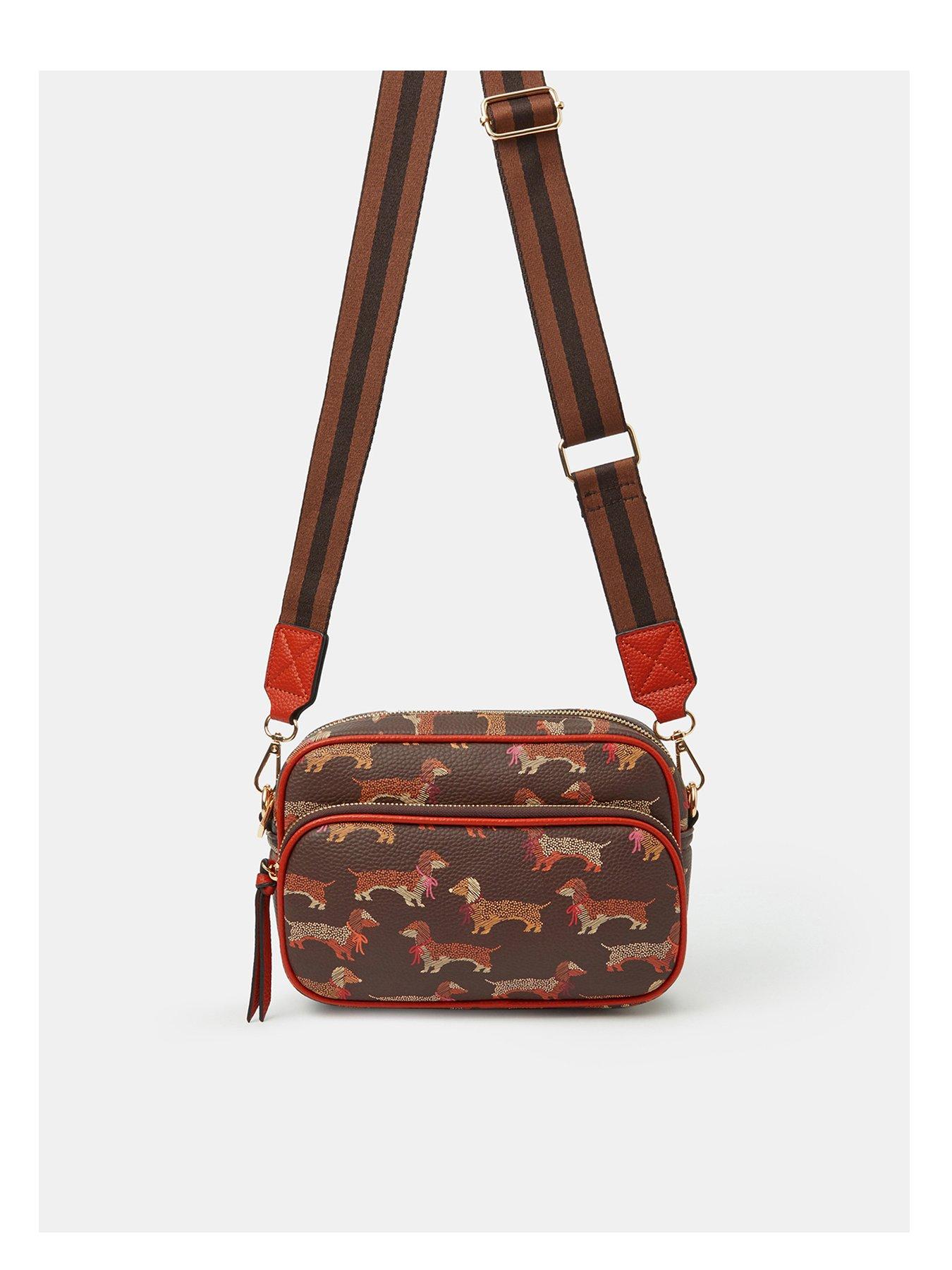 Accessorize Sausage Dog Print Crossbody Bag - Brown