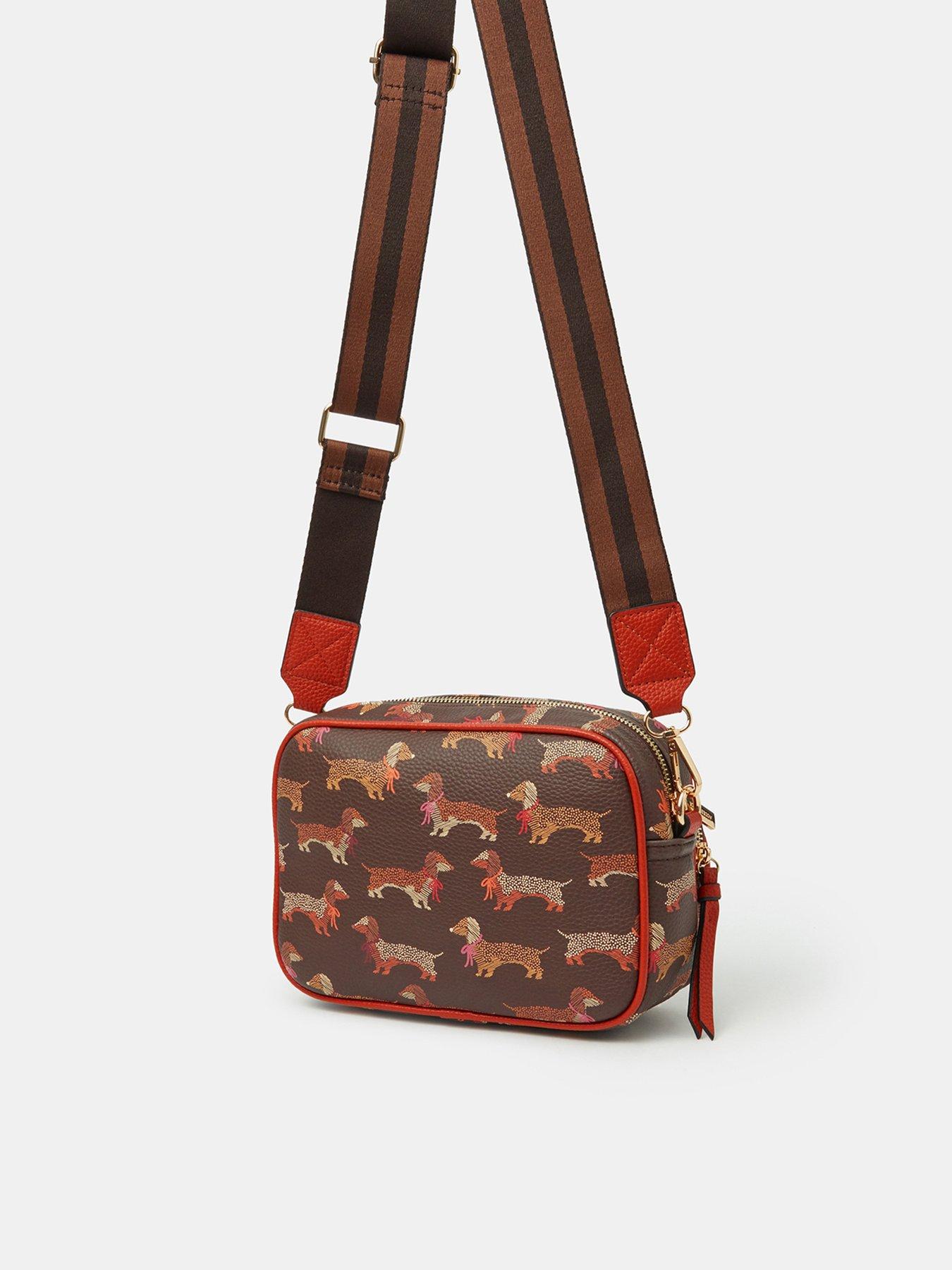 Image 3 of 5 of Accessorize Sausage Dog Print Crossbody Bag - Brown