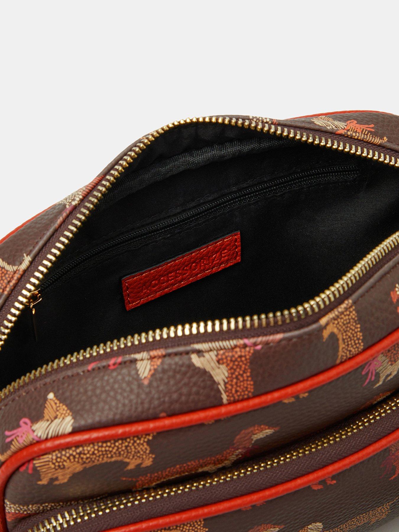 Image 5 of 5 of Accessorize Sausage Dog Print Crossbody Bag - Brown