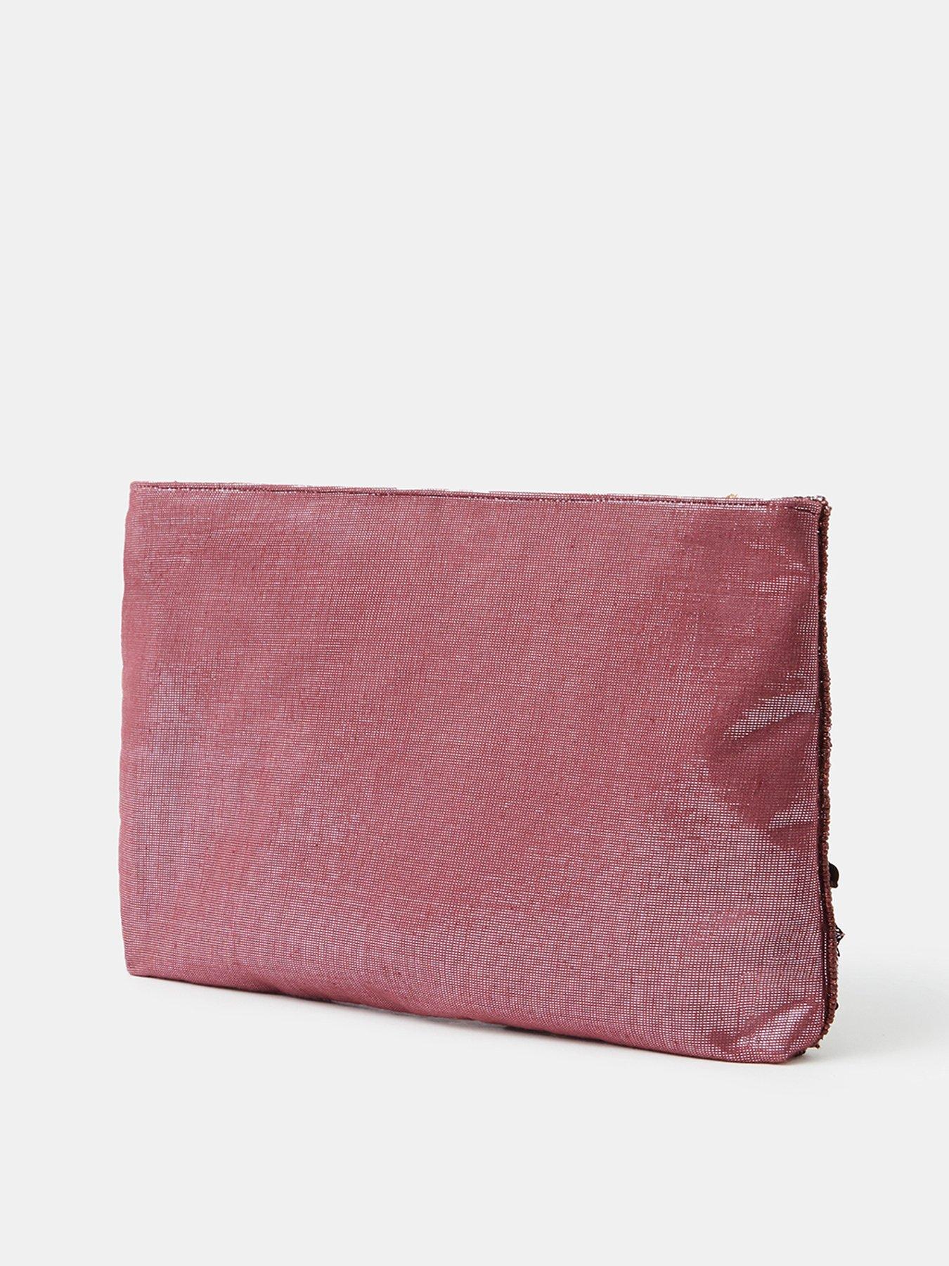 Image 3 of 5 of Accessorize Womens Floral Sequin Zip Clutch Bag - Red