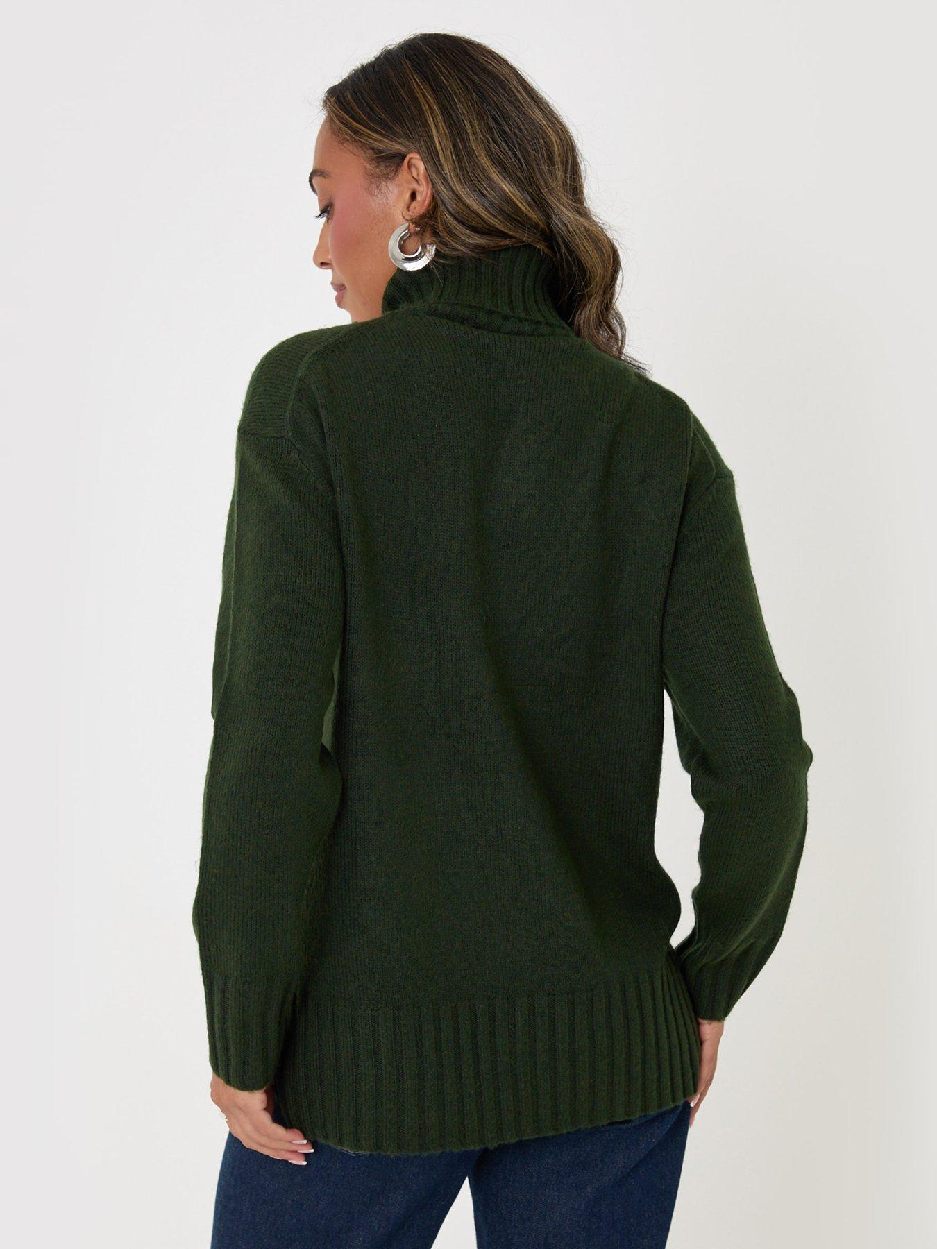 Image 2 of 4 of Threadbare Womens Oversized Roll Neck Jumper - Green