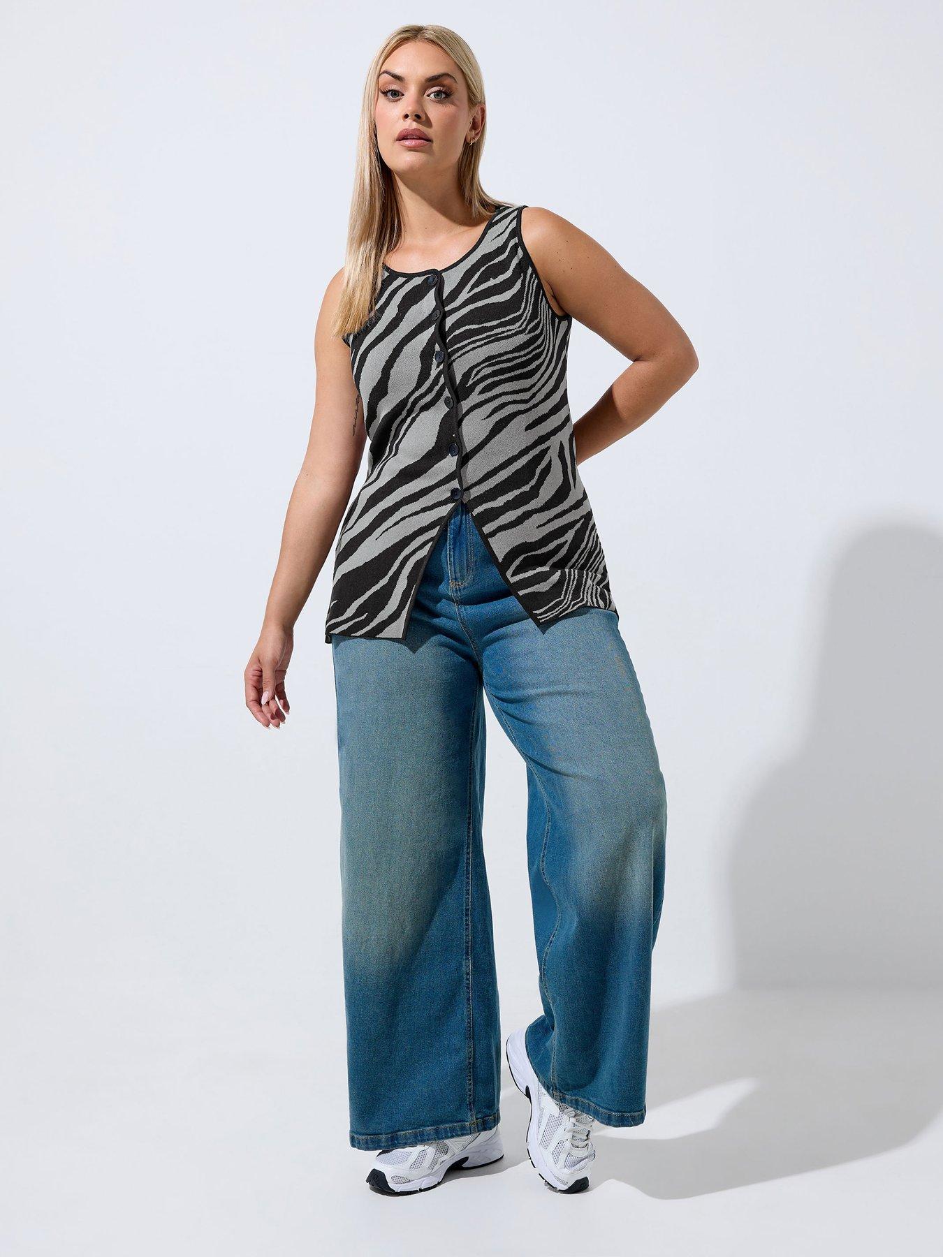 Image 3 of 4 of Yours Curve Zebra Waistcoat - Grey