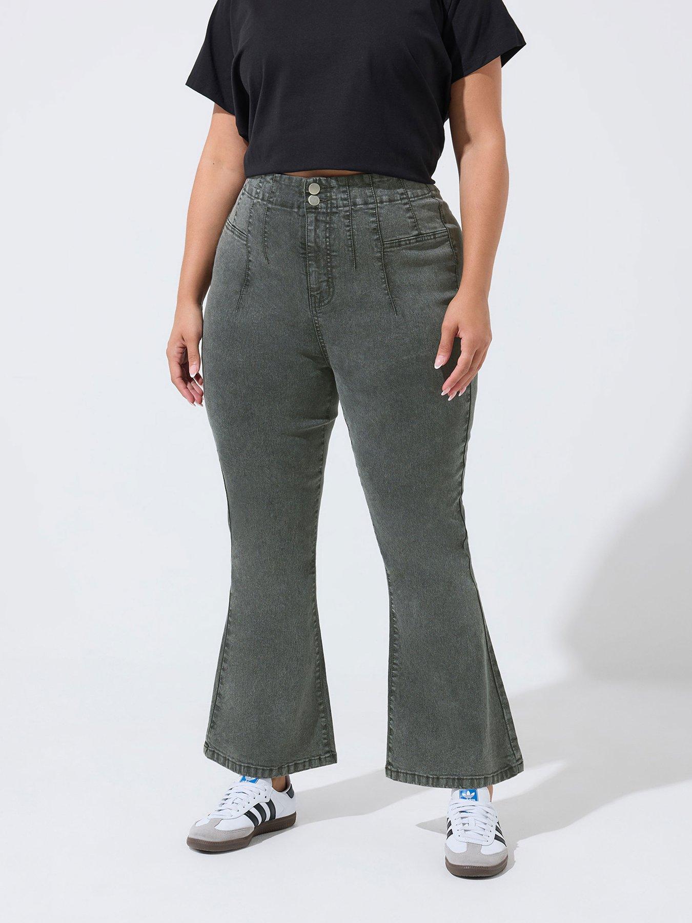 Yours Curve Flare Seam Detail Jeans - Grey