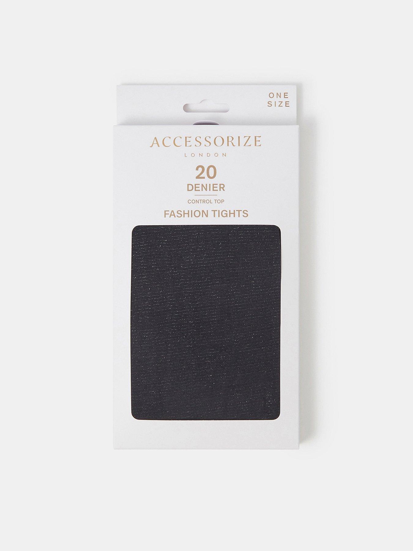 Image 1 of 2 of Accessorize Womens 20 Denier Sparkle Tights - Black