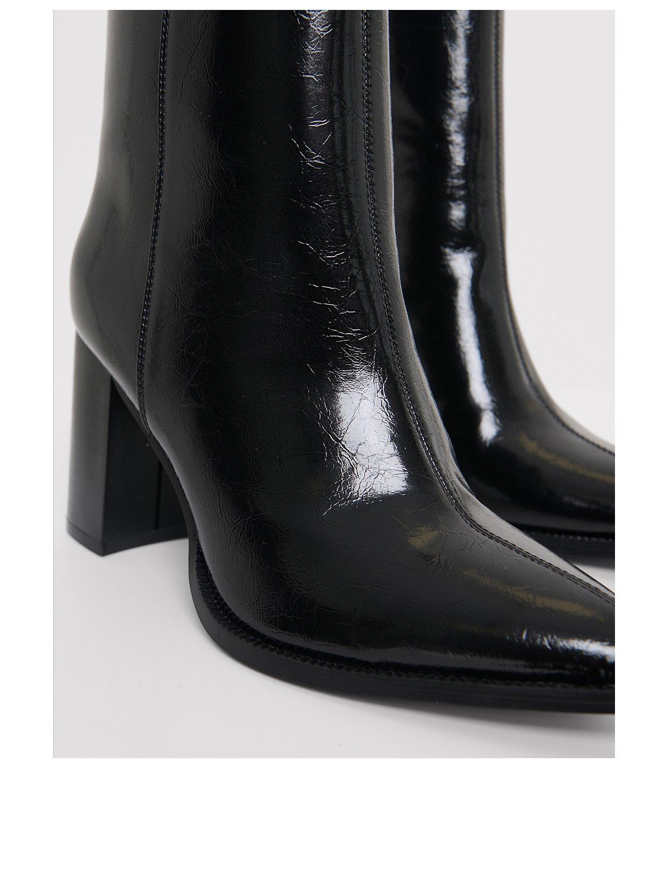 Image 2 of 4 of Threadbare Block Heel Pointed Ankle Boots In Black