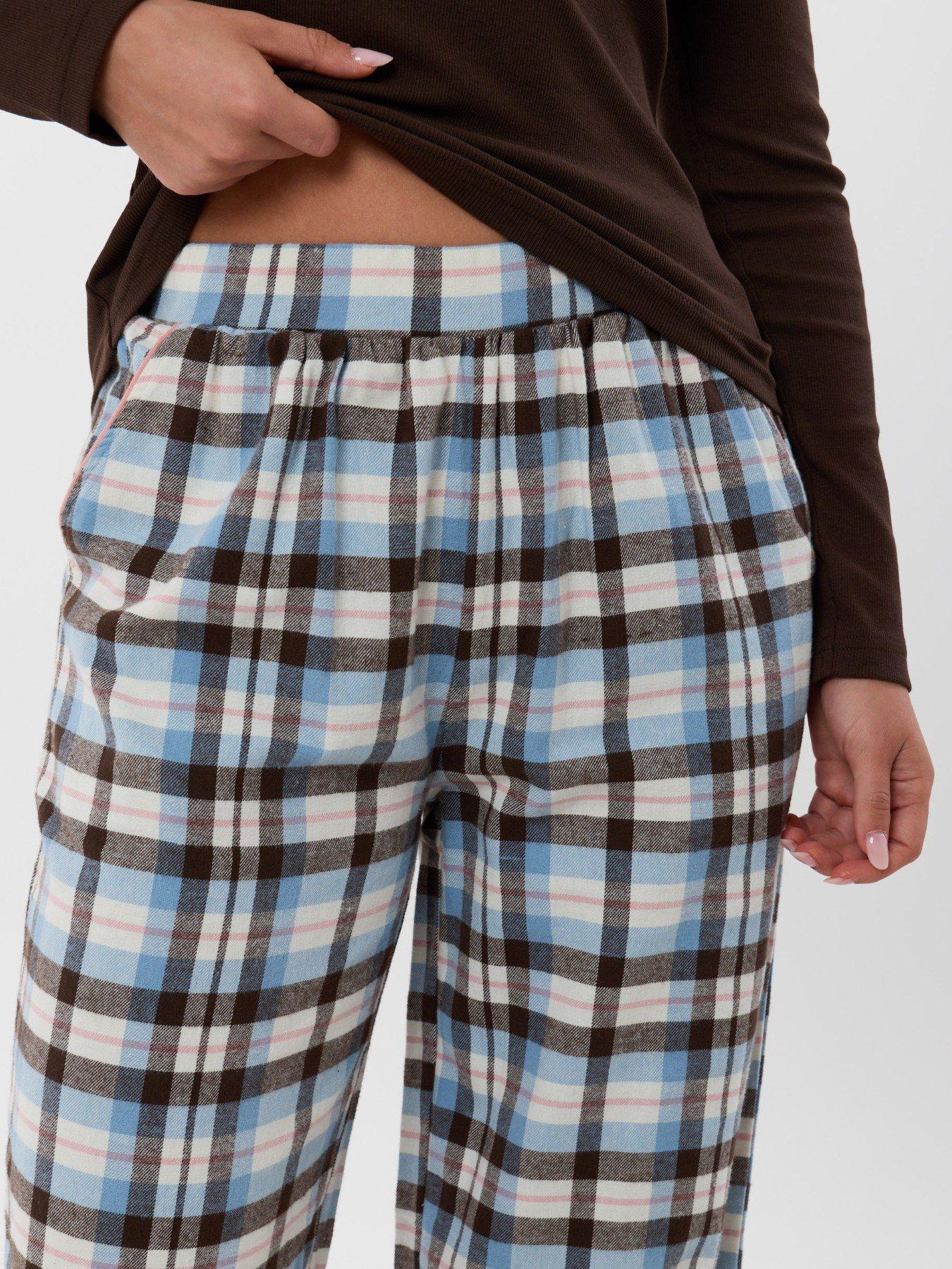 Image 5 of 5 of Threadbare Cotton Long Pyjama Set In Chocolate Brown Check