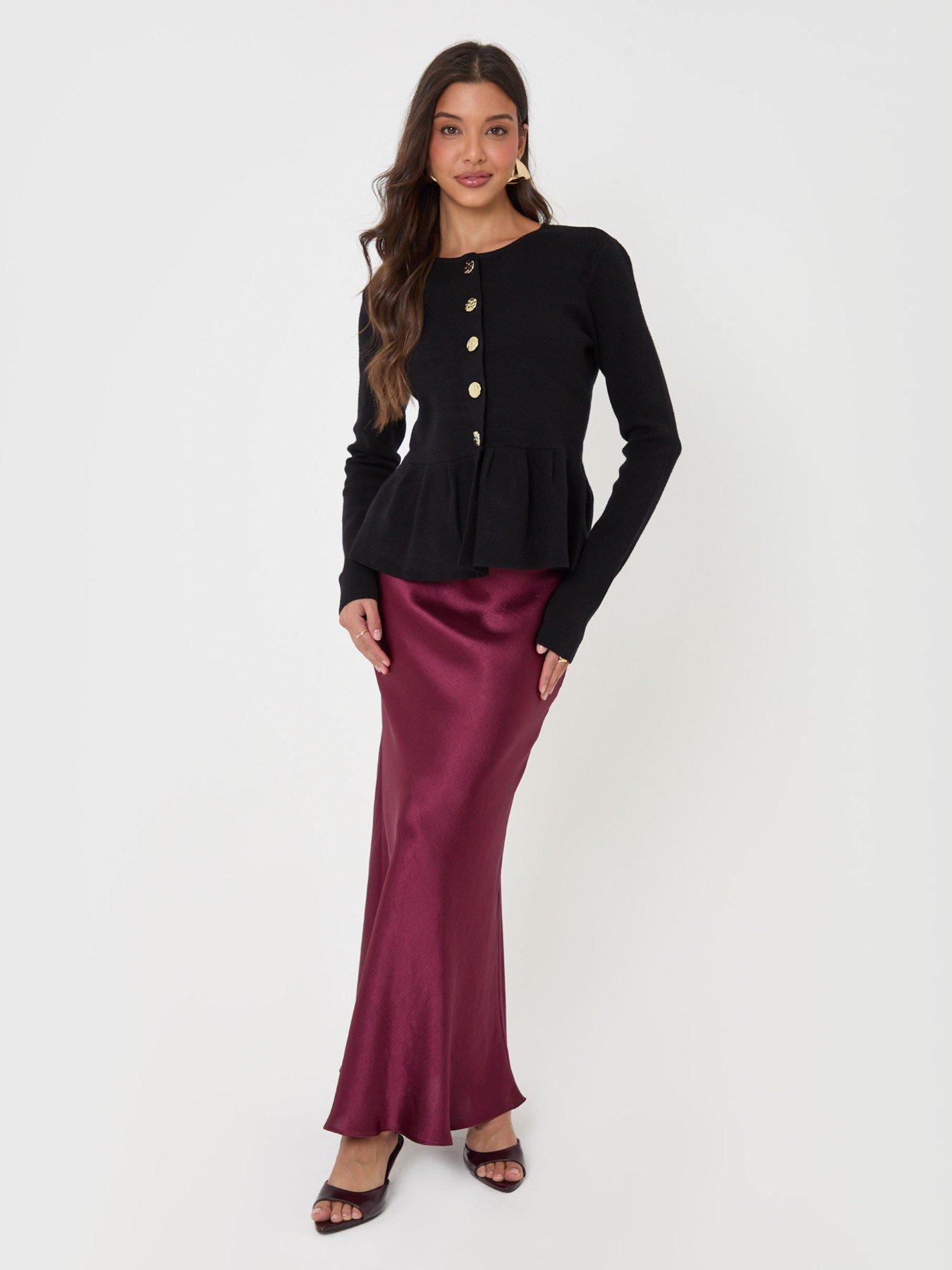 Image 3 of 4 of Threadbare Womens Peplum Button Front Cardigan - Black