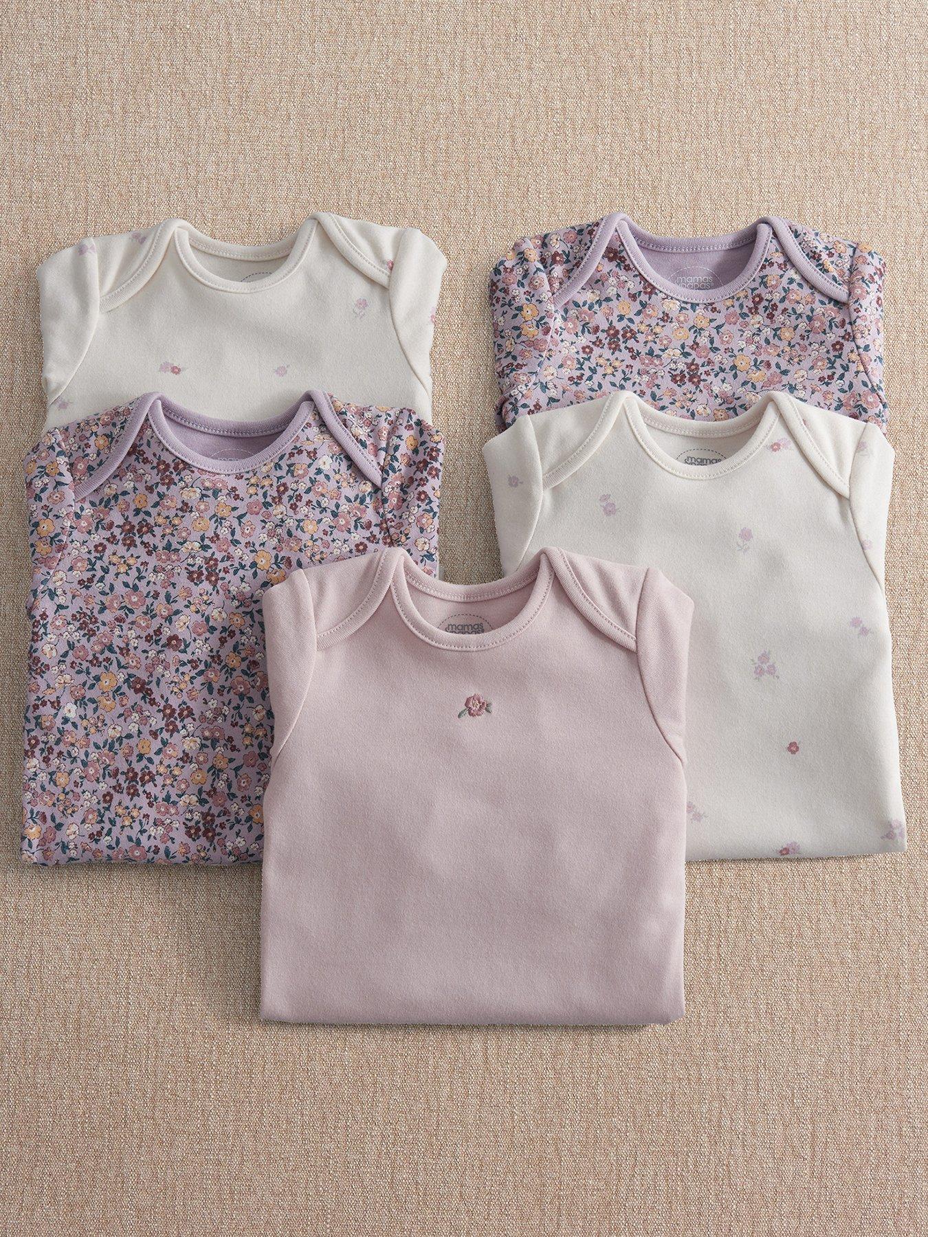 Image 1 of 3 of Mamas & Papas Baby Girls 5 Pack Vintage Floral Long Sleeve Bodysuits - Multi