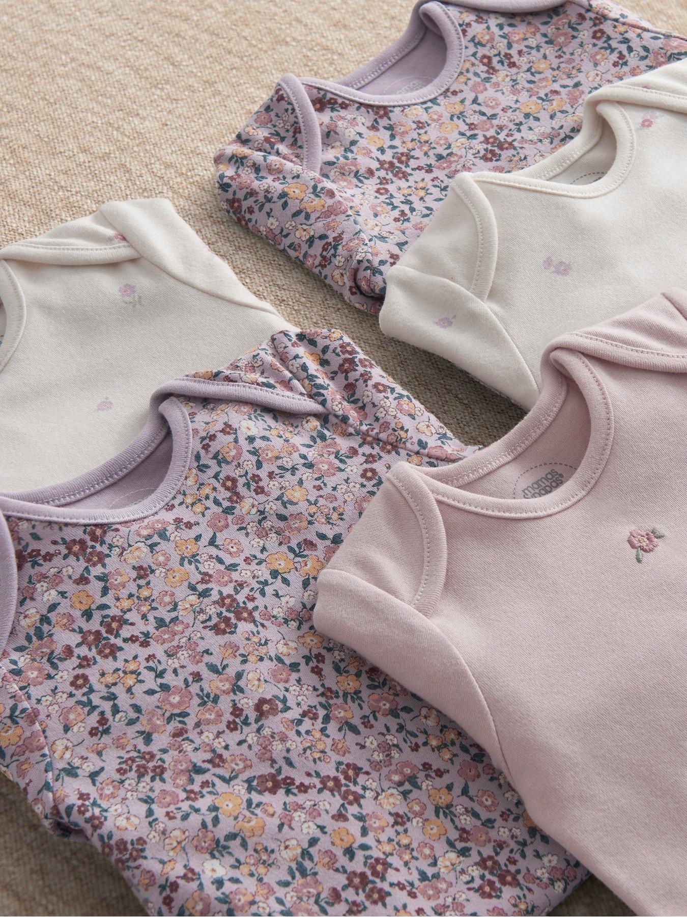 Image 3 of 3 of Mamas & Papas Baby Girls 5 Pack Vintage Floral Long Sleeve Bodysuits - Multi