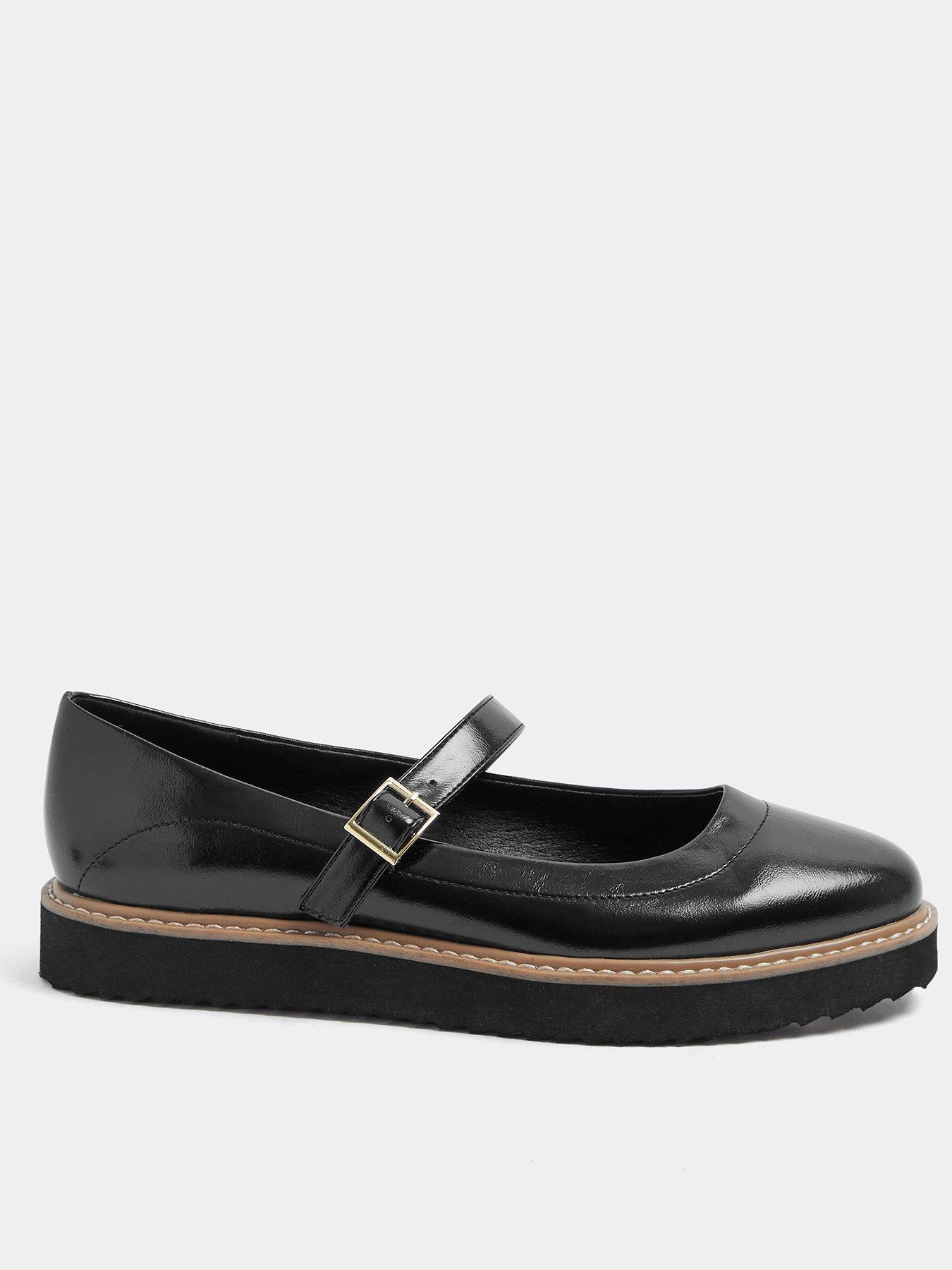 Image 1 of 4 of Yours Curve Extra Wide Fit Faux Leather Mary Jane Shoes - Black