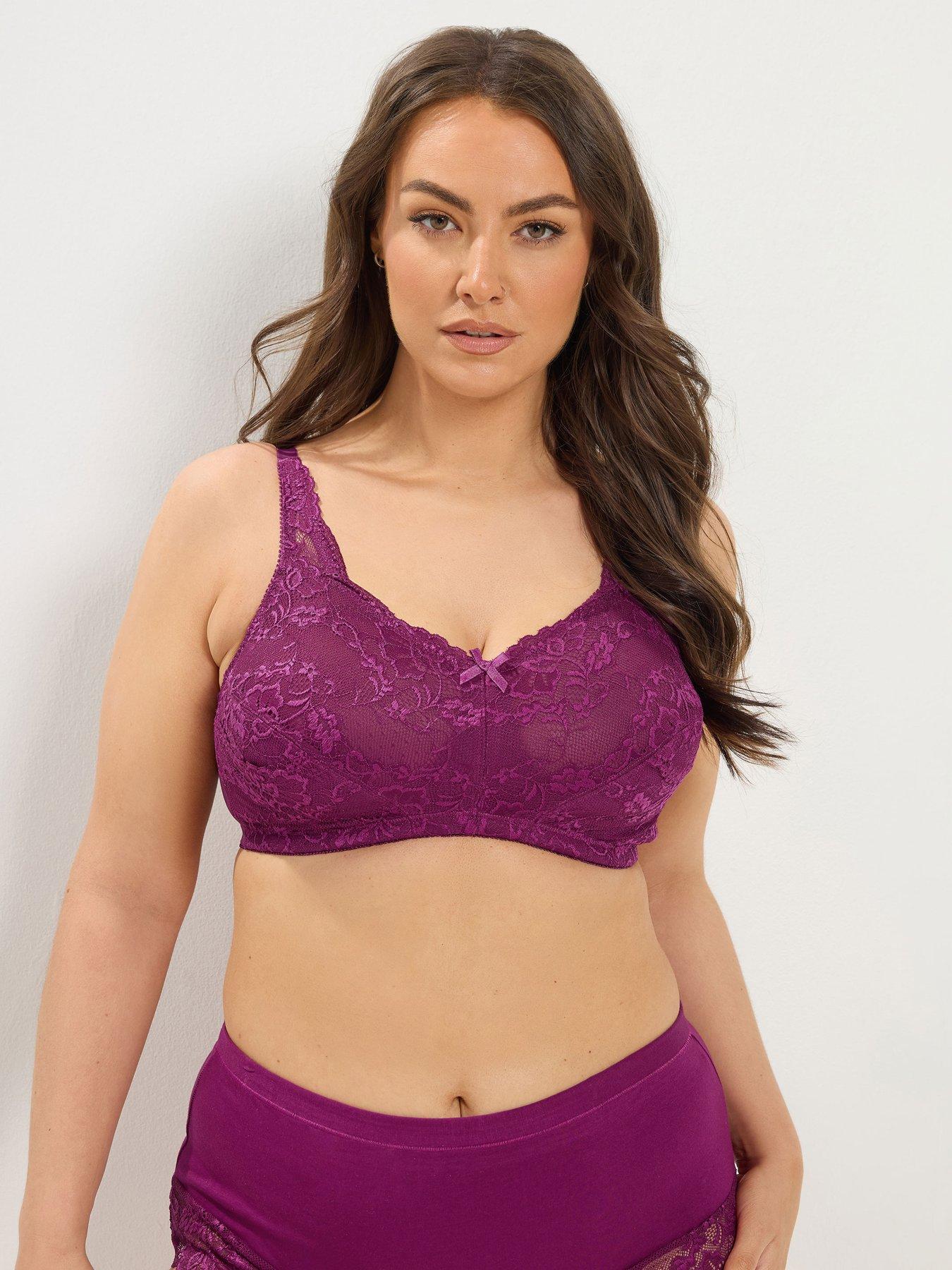 Yours YOURS Curve Lace Non-Padded Support Full Cup Bra - Purple
