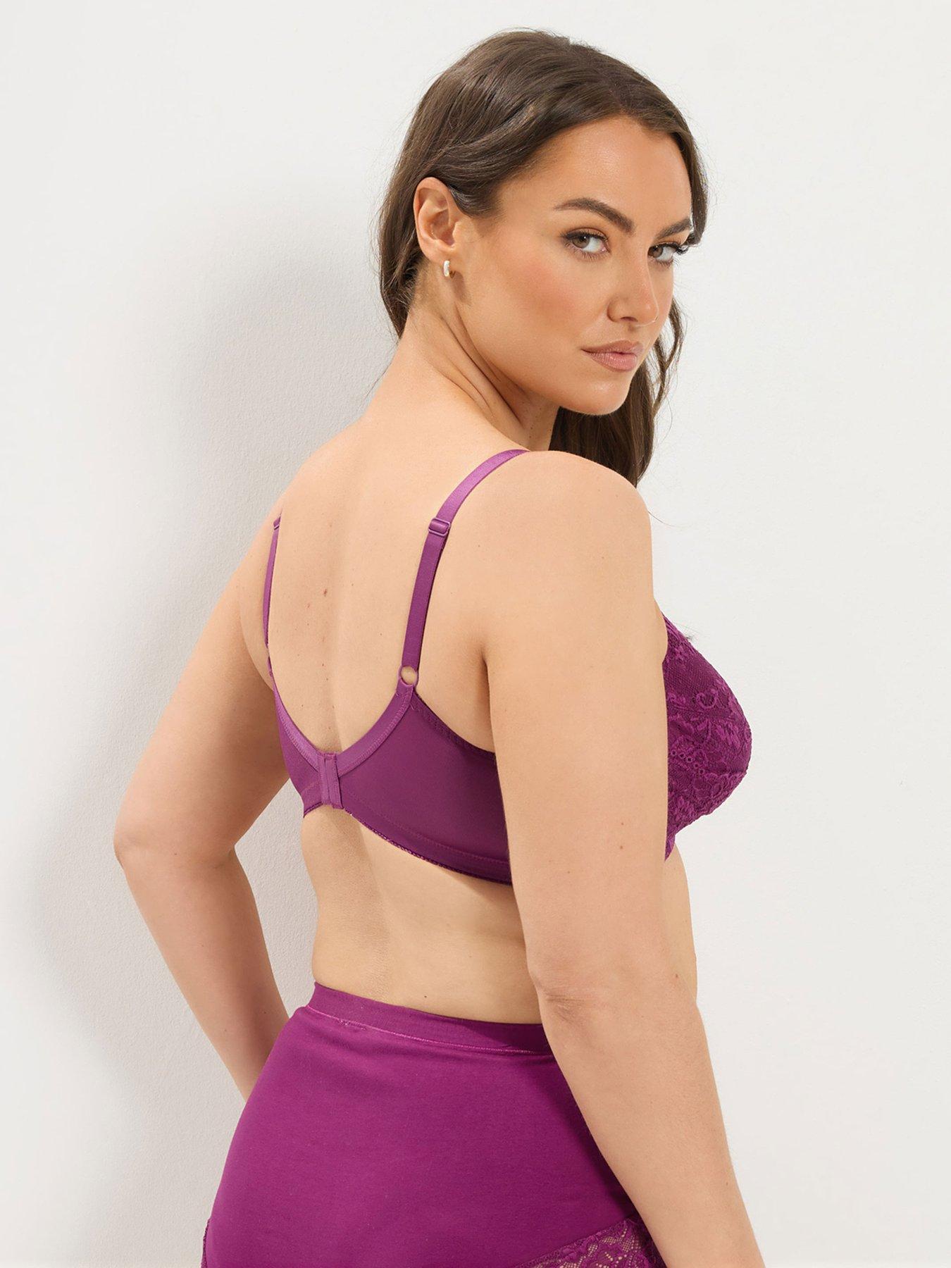 Image 2 of 4 of Yours YOURS Curve Lace Non-Padded Support Full Cup Bra - Purple
