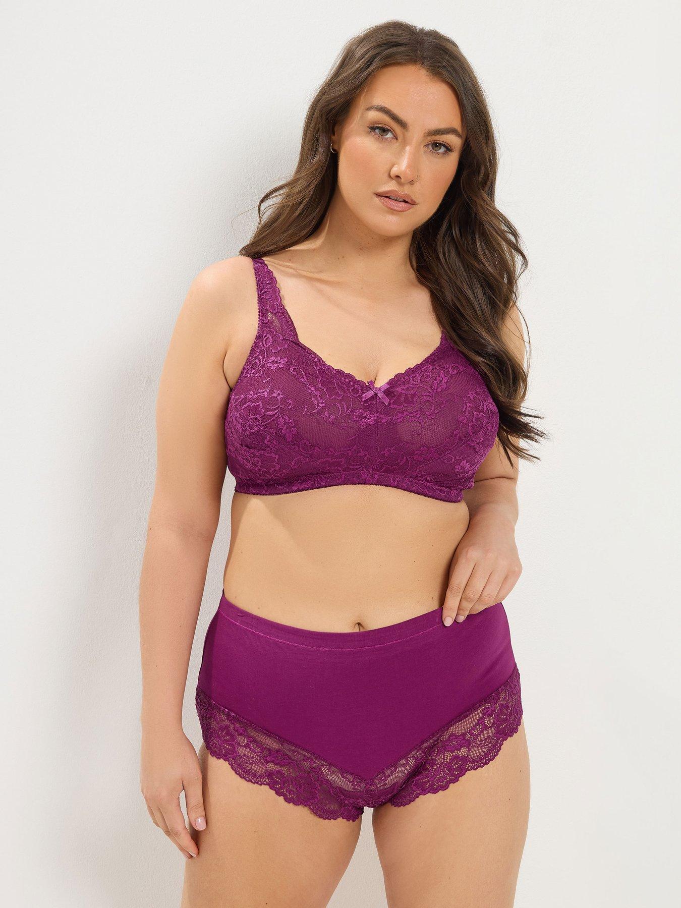 Image 3 of 4 of Yours YOURS Curve Lace Non-Padded Support Full Cup Bra - Purple