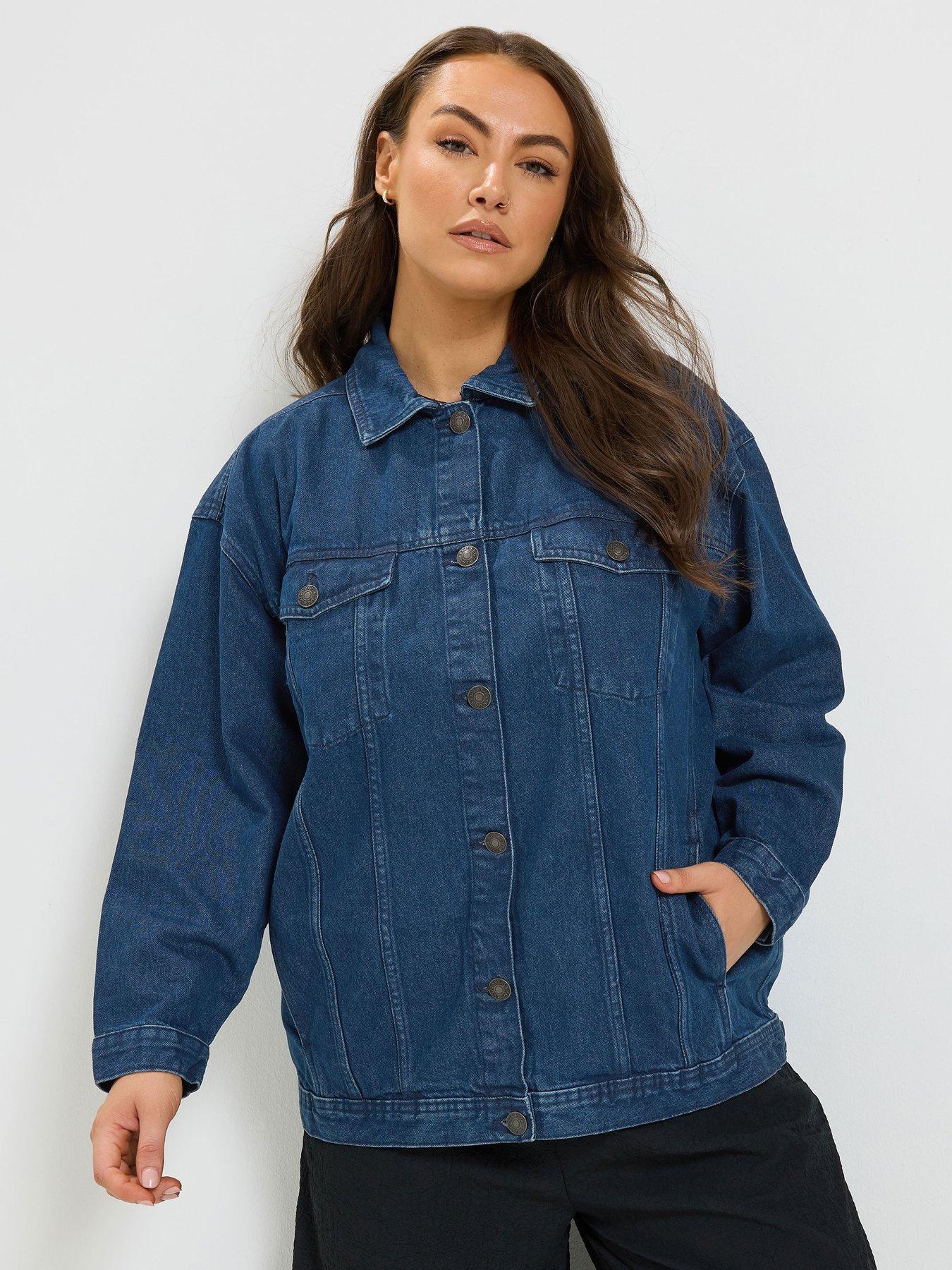 Yours Curve Oversized Denim Jacket - Blue