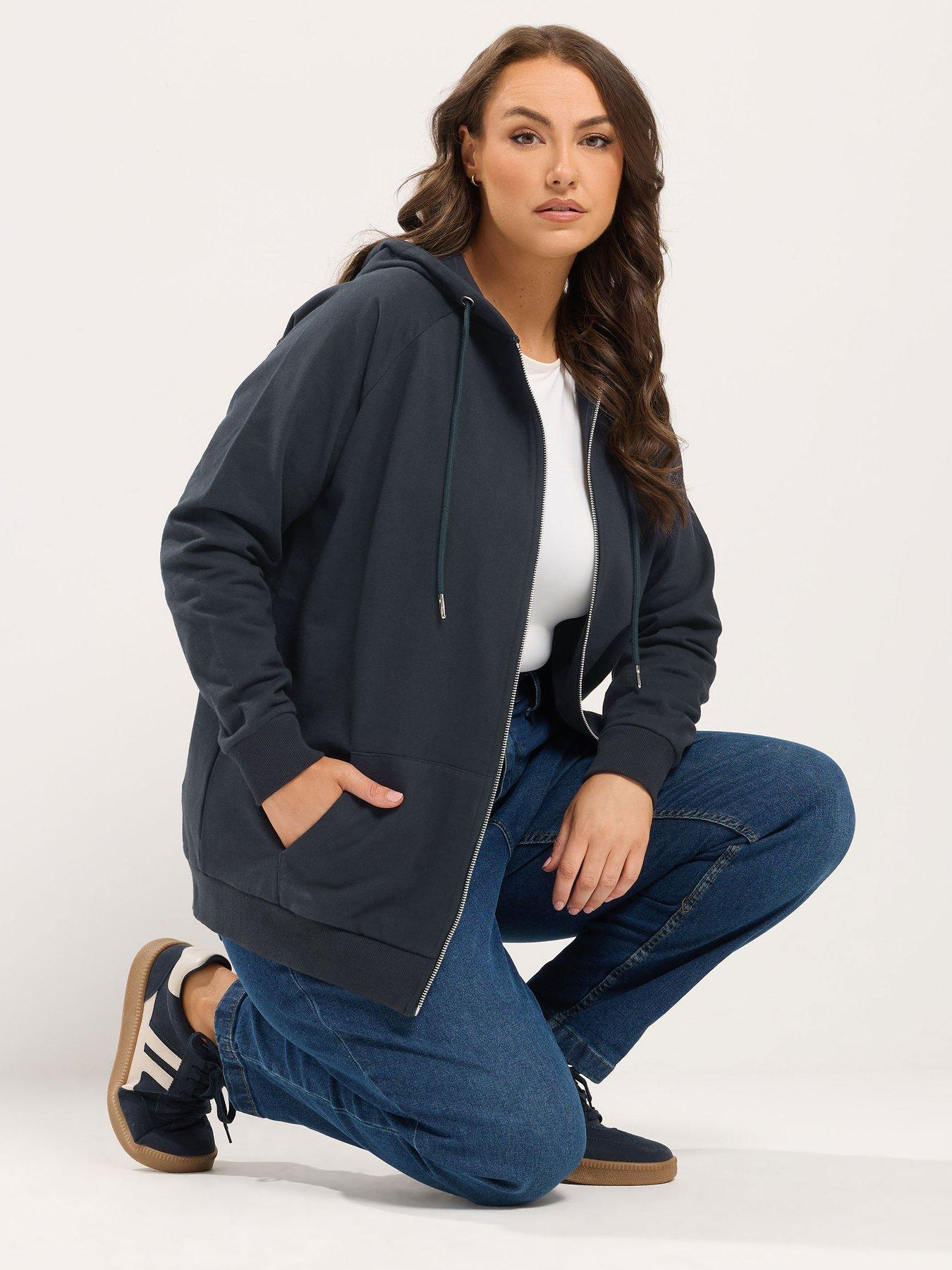 Image 1 of 4 of Yours Curve Zip Through Hoodie - Blue