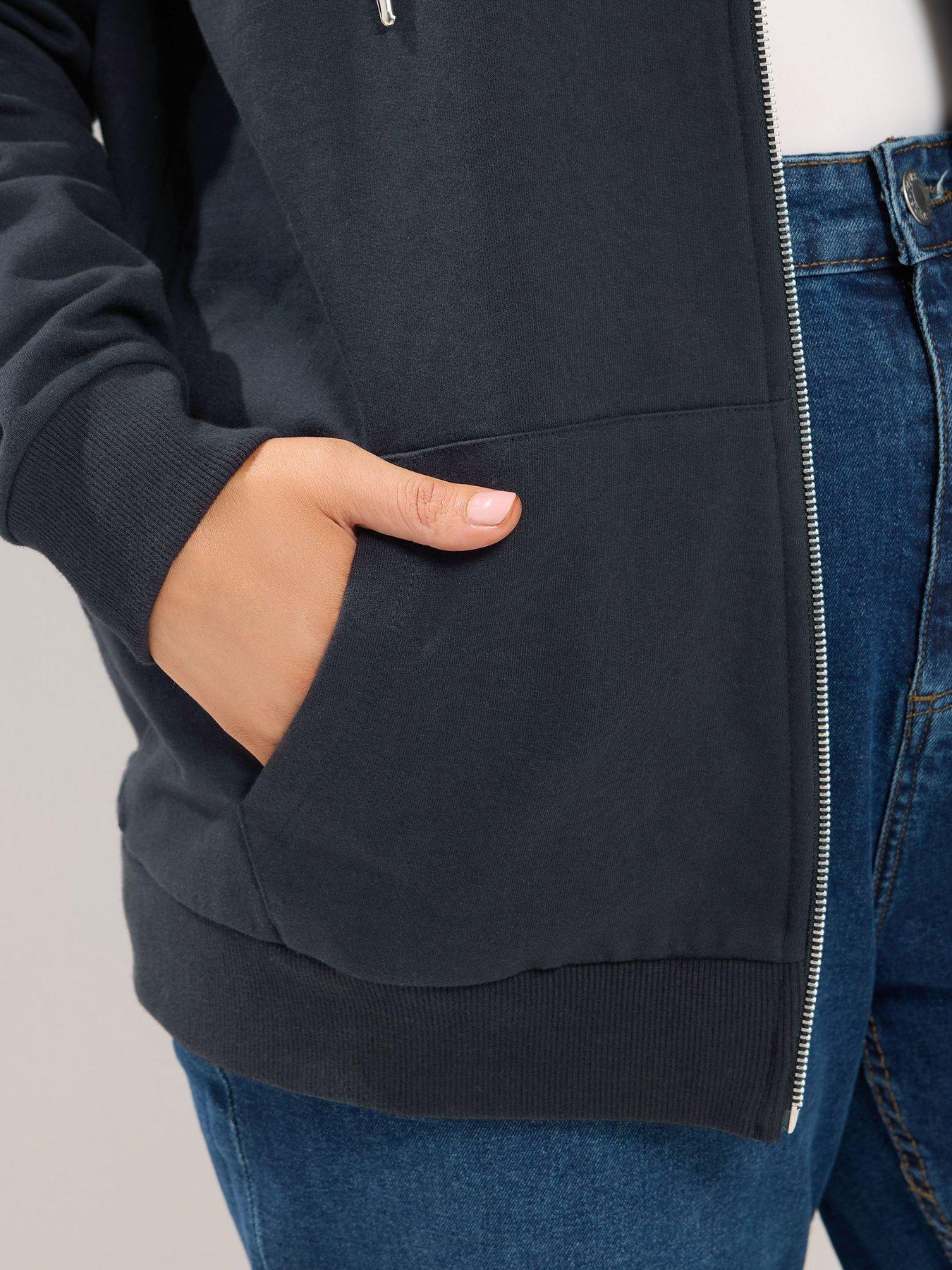 Image 4 of 4 of Yours Curve Zip Through Hoodie - Blue
