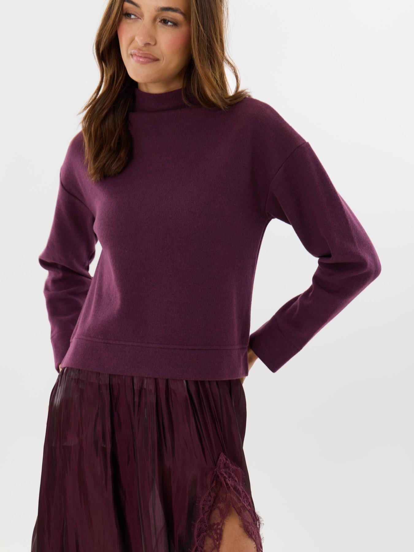 Image 3 of 4 of Threadbare Womens Jumper Dress With Crinkle Satin Skirt - Purple