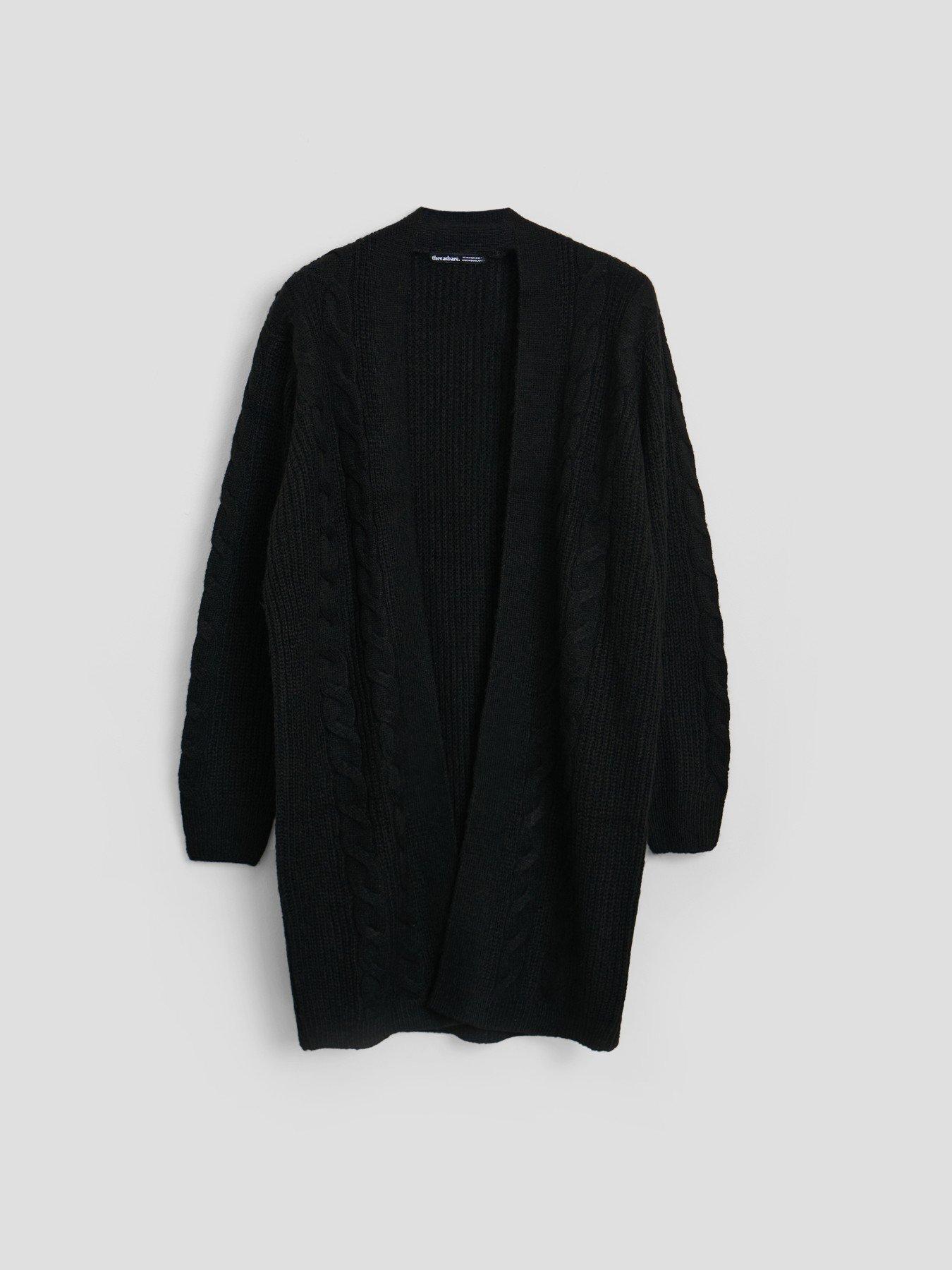 Image 5 of 5 of Threadbare Longline Knitted Open Cardigan In Black