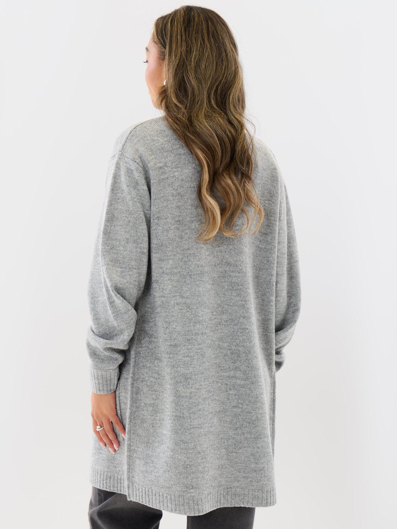Image 2 of 4 of Threadbare Womens Longline Open Front Knitted Cardigan - Grey