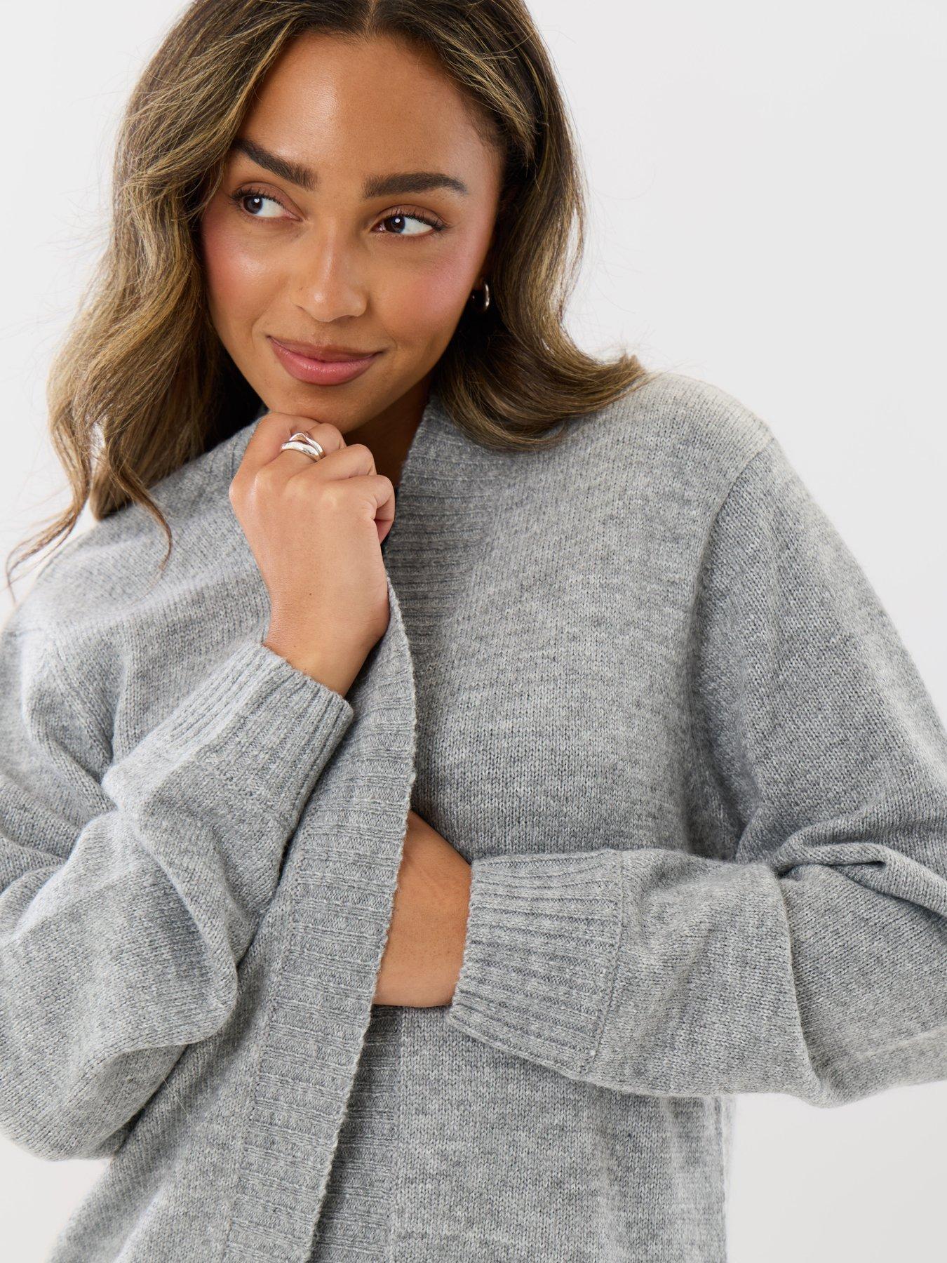 Image 4 of 4 of Threadbare Womens Longline Open Front Knitted Cardigan - Grey