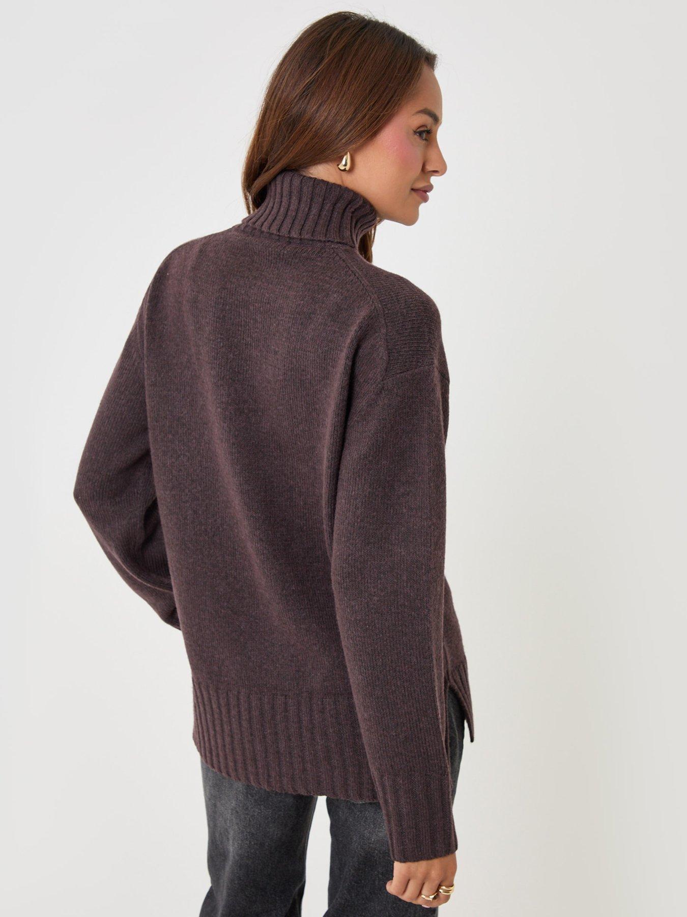 Image 2 of 5 of Threadbare Threadbare Womens Oversized Roll Neck Jumper - Chocolate Brown