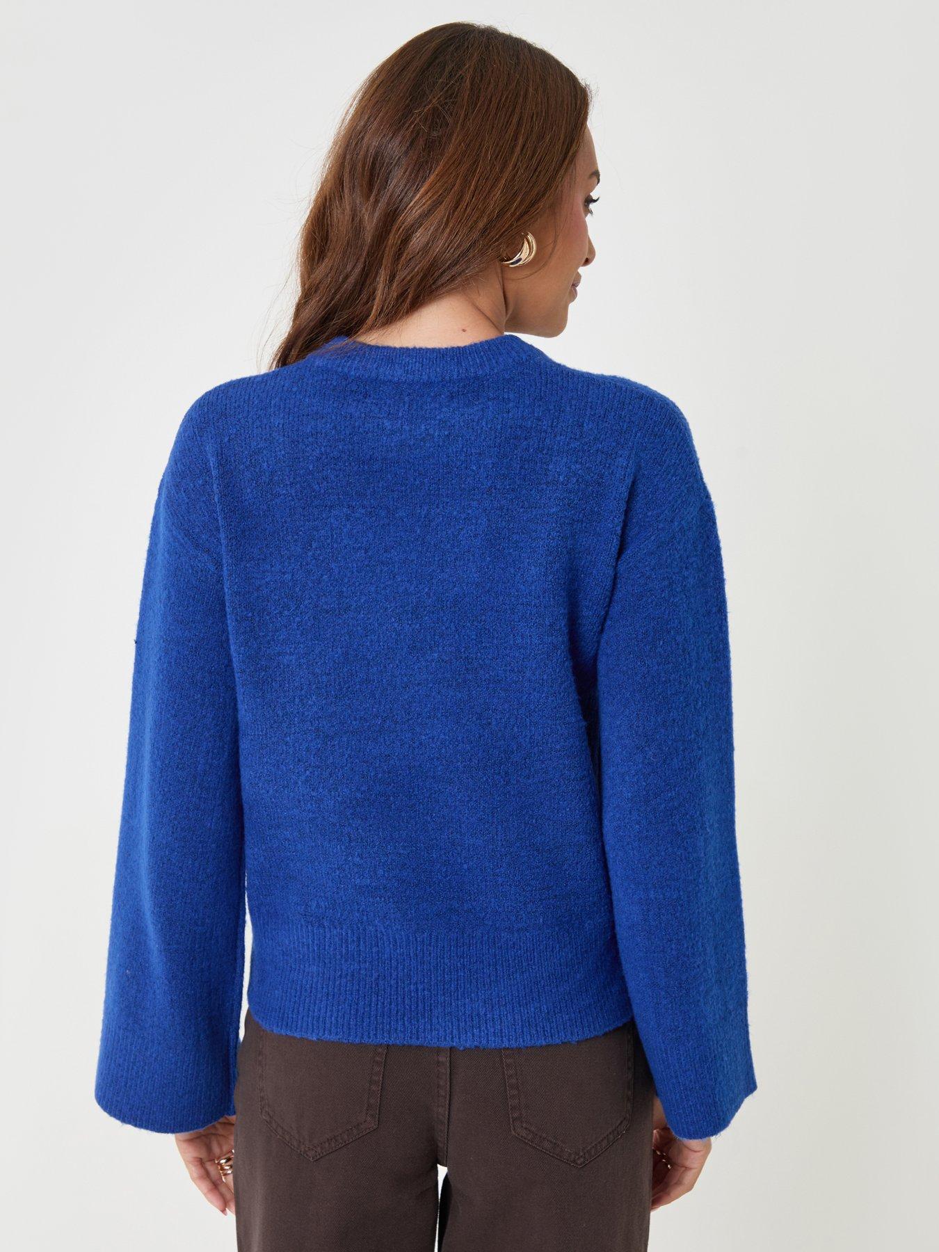 Image 2 of 5 of Threadbare Threadbare Womens Relaxed Fit Soft-Touch Crew Neck Jumper - Blue