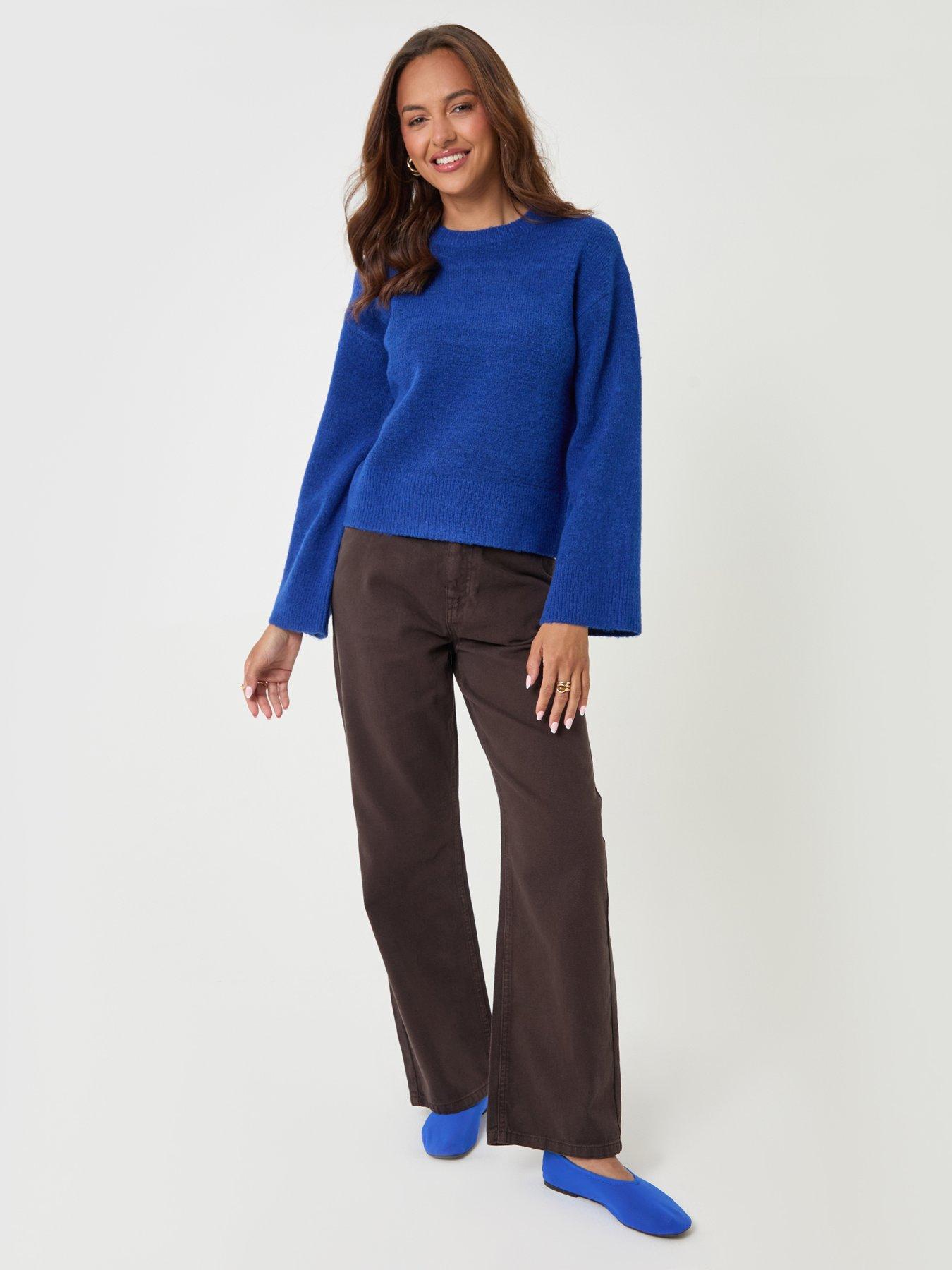 Image 3 of 5 of Threadbare Threadbare Womens Relaxed Fit Soft-Touch Crew Neck Jumper - Blue