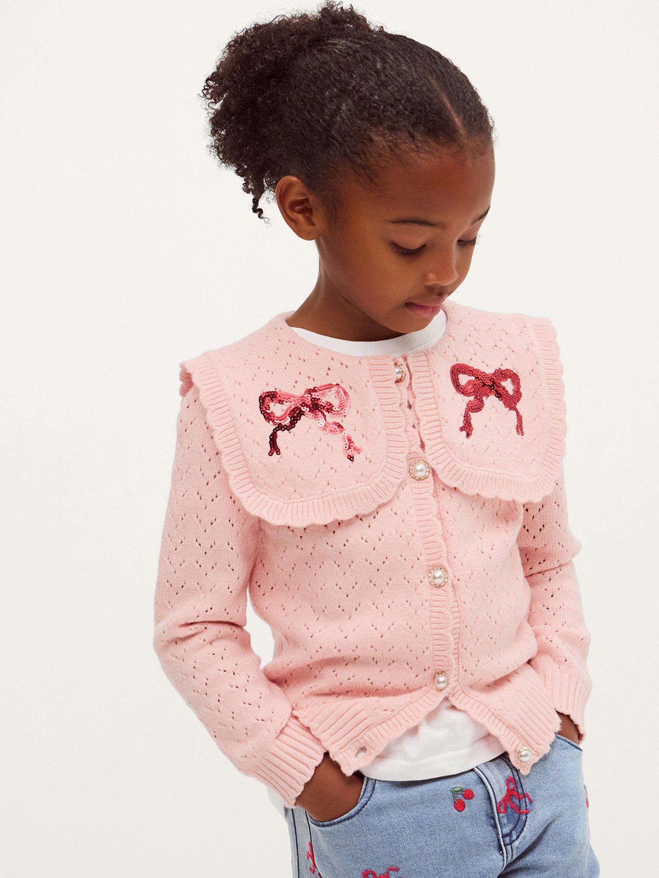 Monsoon Girls Pointelle Cardigan - Pink