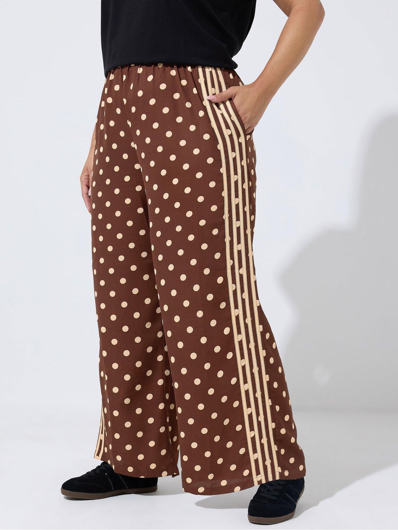 Yours Curve Polka Dot Trouser - Brown