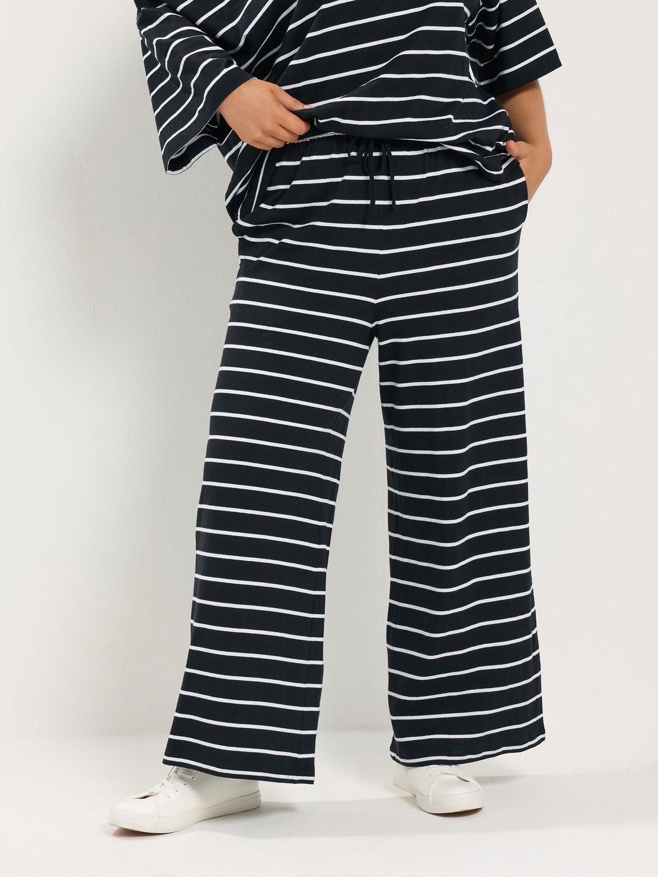 Yours Curve Cotton Wide Leg Trouser 28" - Black