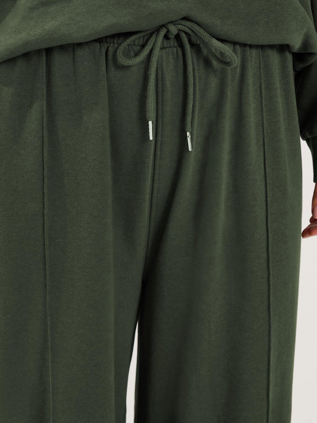 Image 3 of 3 of Yours Curve Crew Neck Sweatshirt And Trouser Set 28" - Green