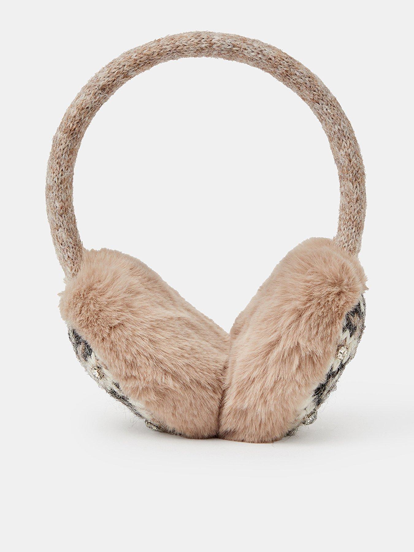 Image 1 of 2 of Accessorize Womens Fairisle Faux Fur Sparkle Earmuffs - Multi