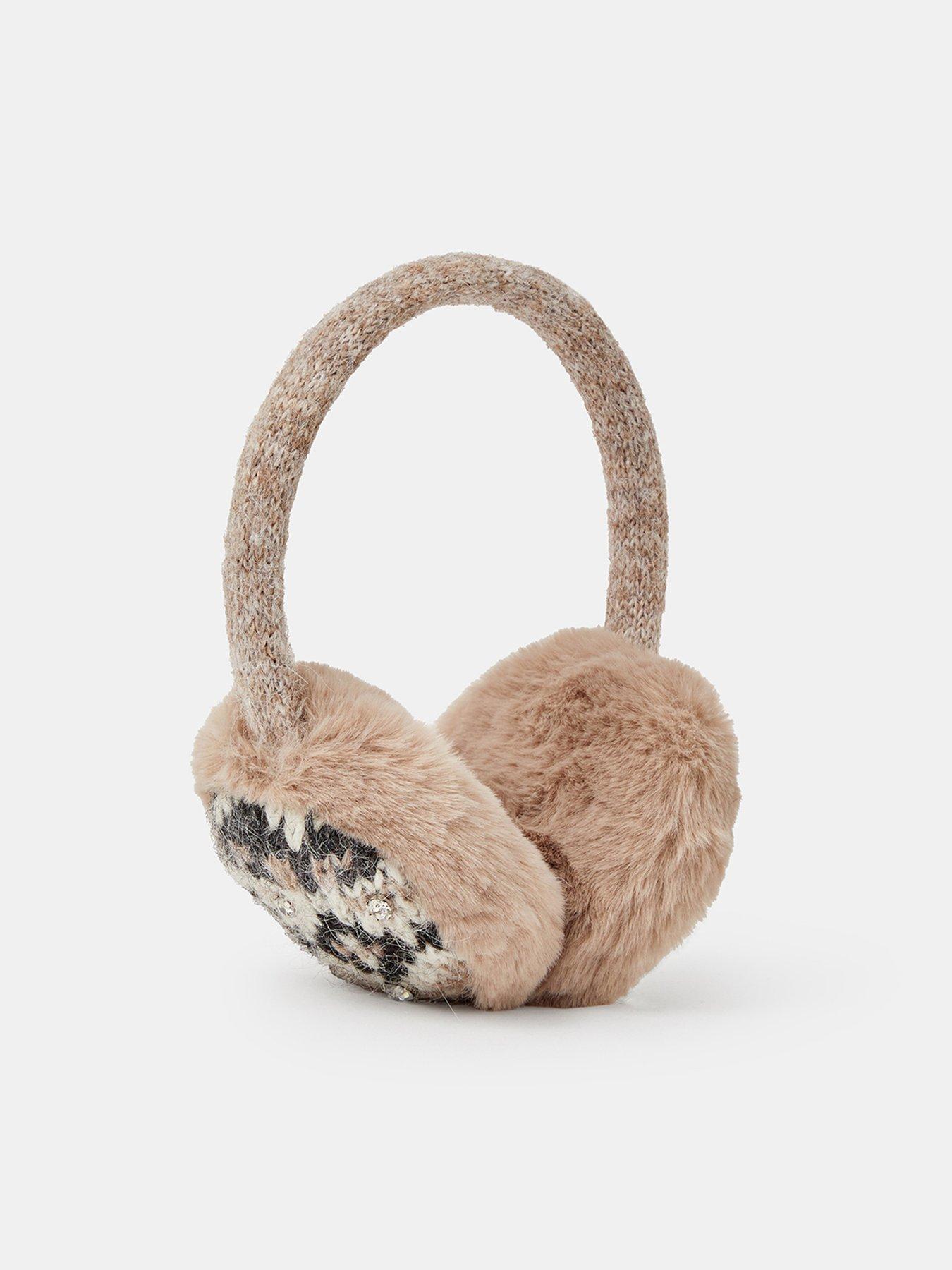 Image 2 of 2 of Accessorize Womens Fairisle Faux Fur Sparkle Earmuffs - Multi