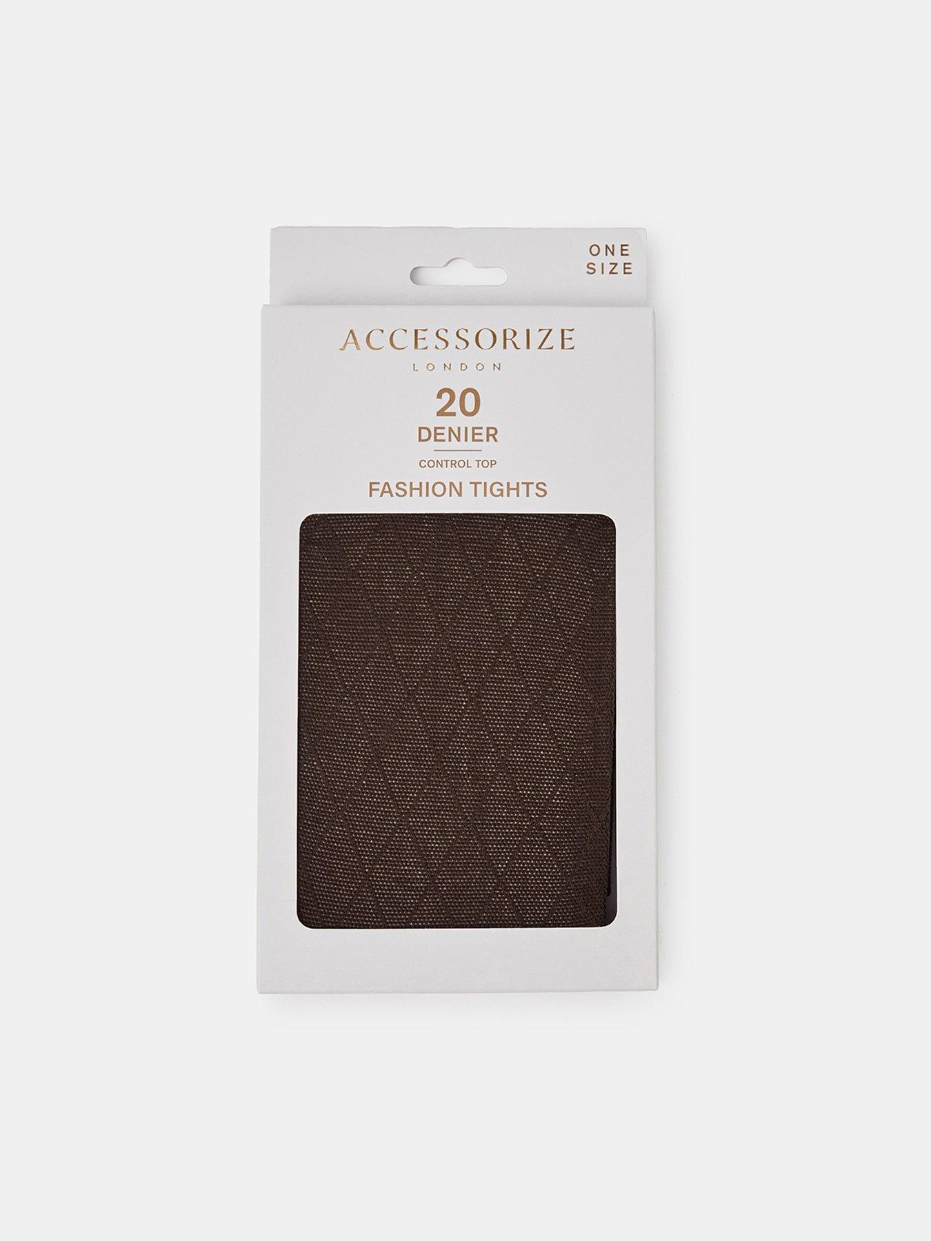 Image 1 of 2 of Accessorize Womens Argyle 20 Denier Control Top Tights - Brown