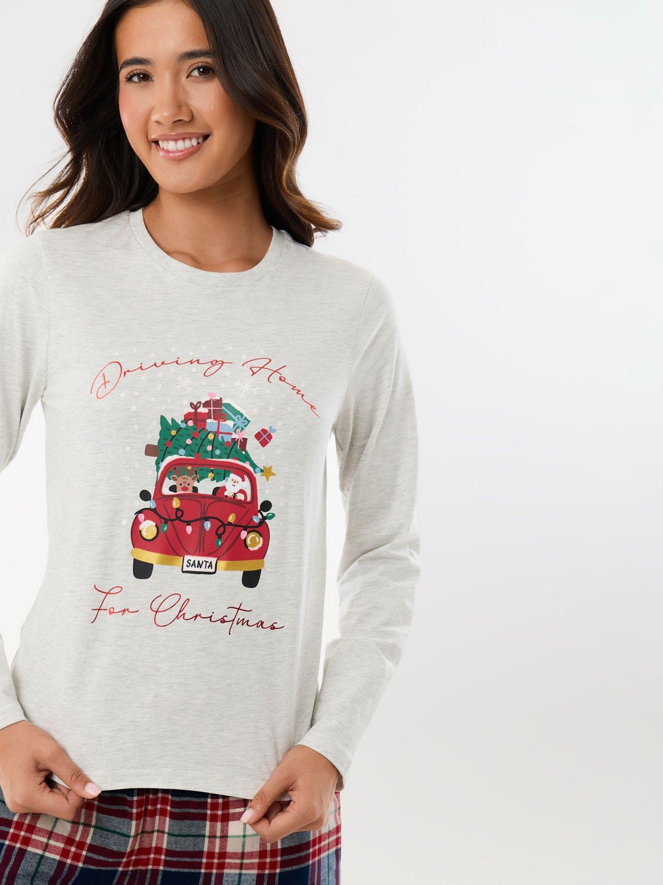 Image 4 of 4 of Threadbare Womens Santiago Happy Holidays Christmas Pyjamas - Cream