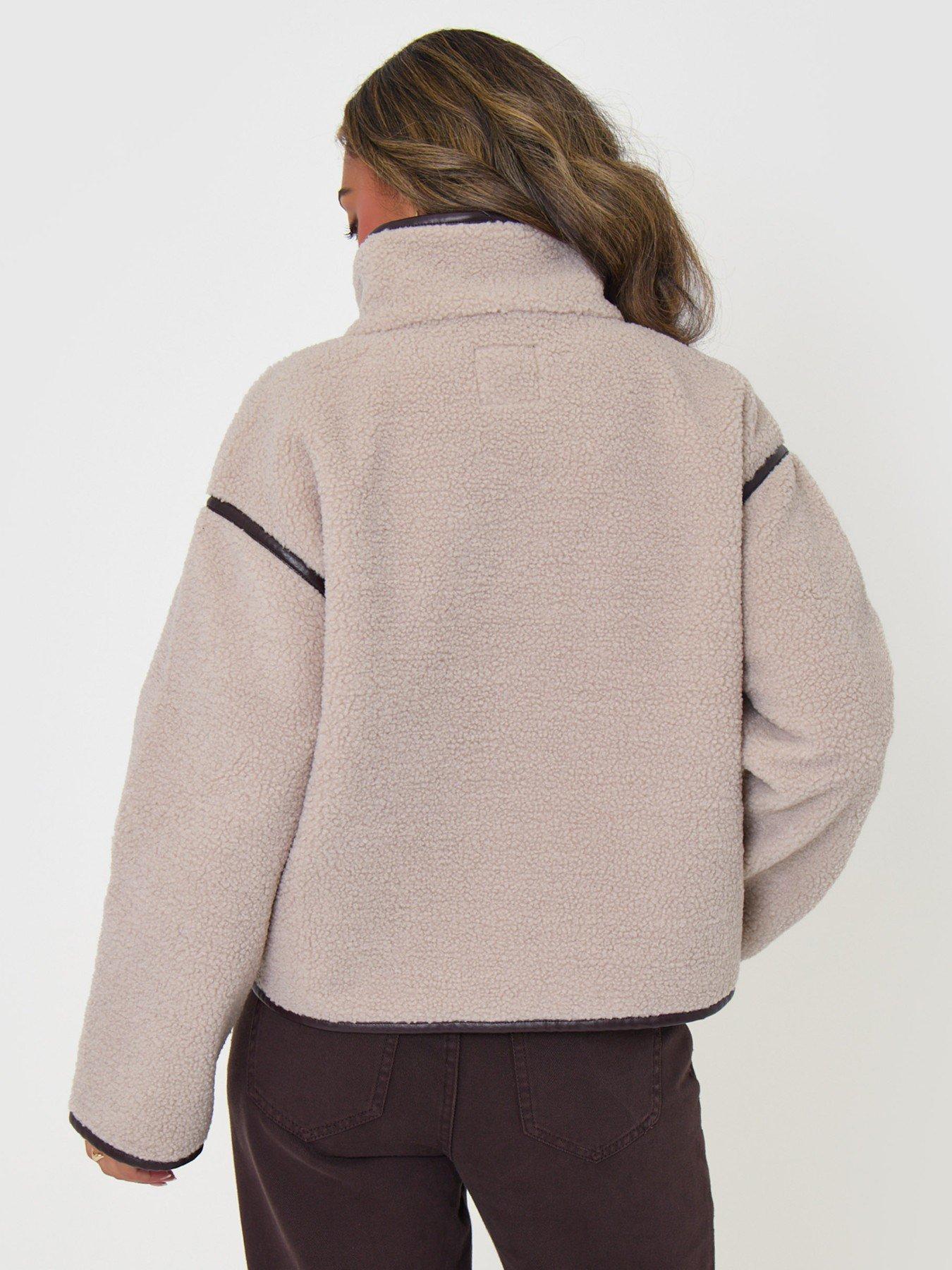 Image 2 of 5 of Threadbare Womens Funnel Neck Tab Detail Fleece Jacket - Cream