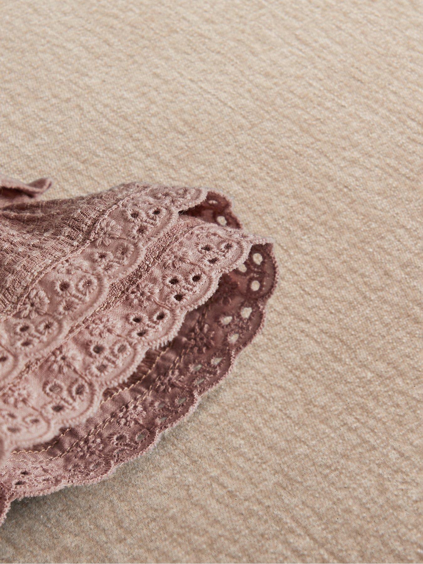 Image 3 of 3 of Mamas & Papas Baby Girls Floral Embroidered Romper With Frill Sleeves - Pink