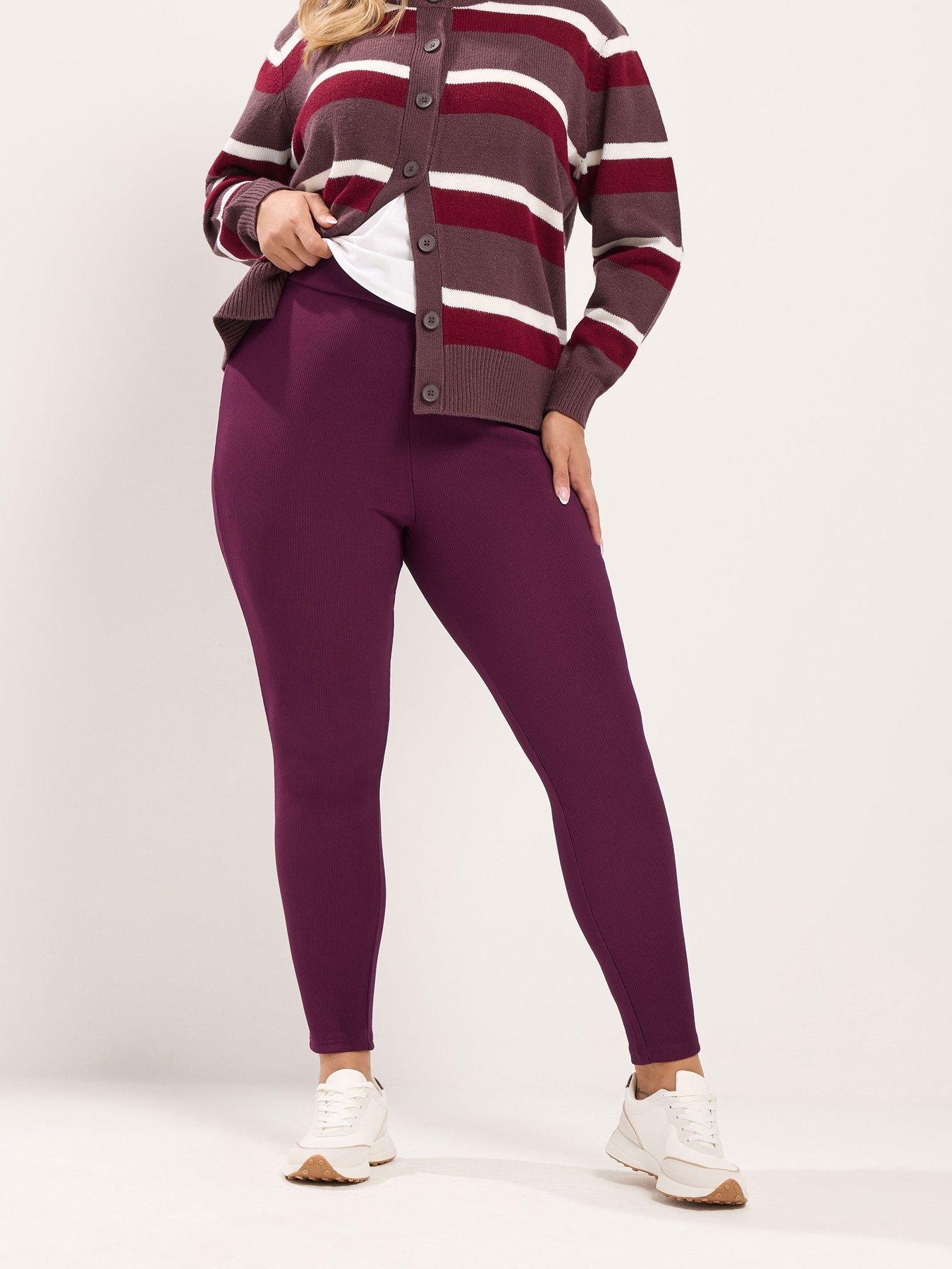 Image 1 of 4 of Yours Curve Ribbed Leggings - Red