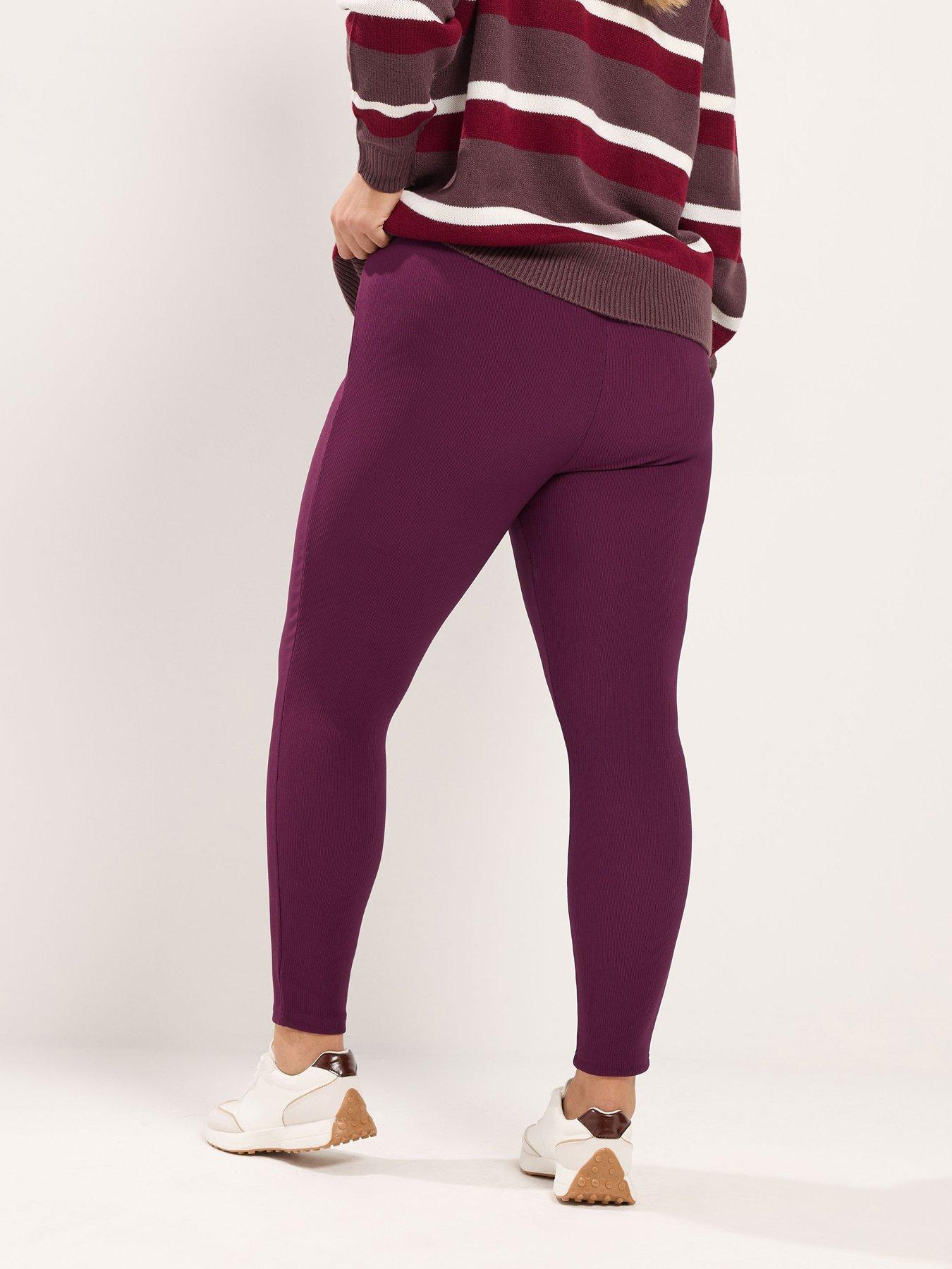 Image 2 of 4 of Yours Curve Ribbed Leggings - Red