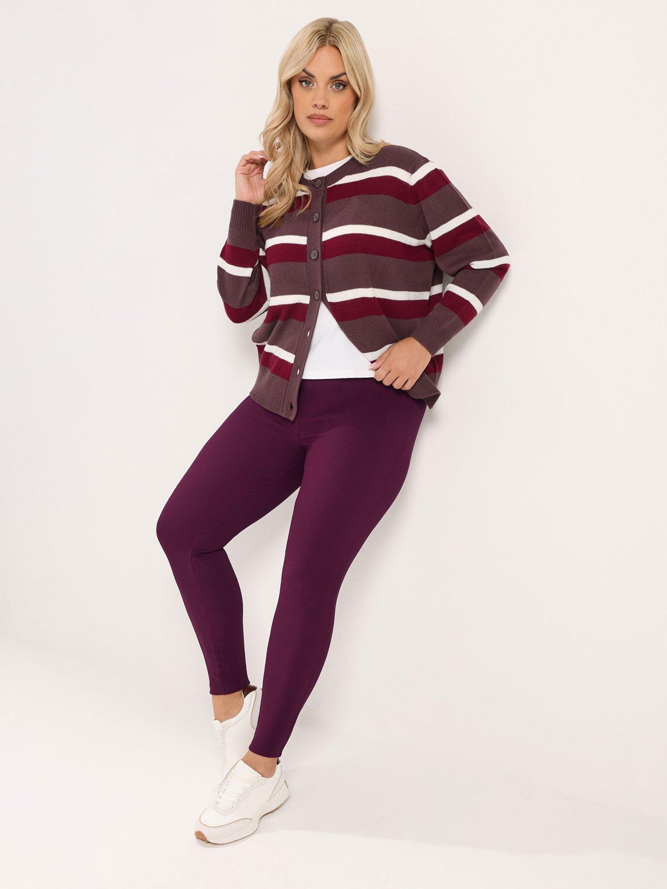 Image 3 of 4 of Yours Curve Ribbed Leggings - Red