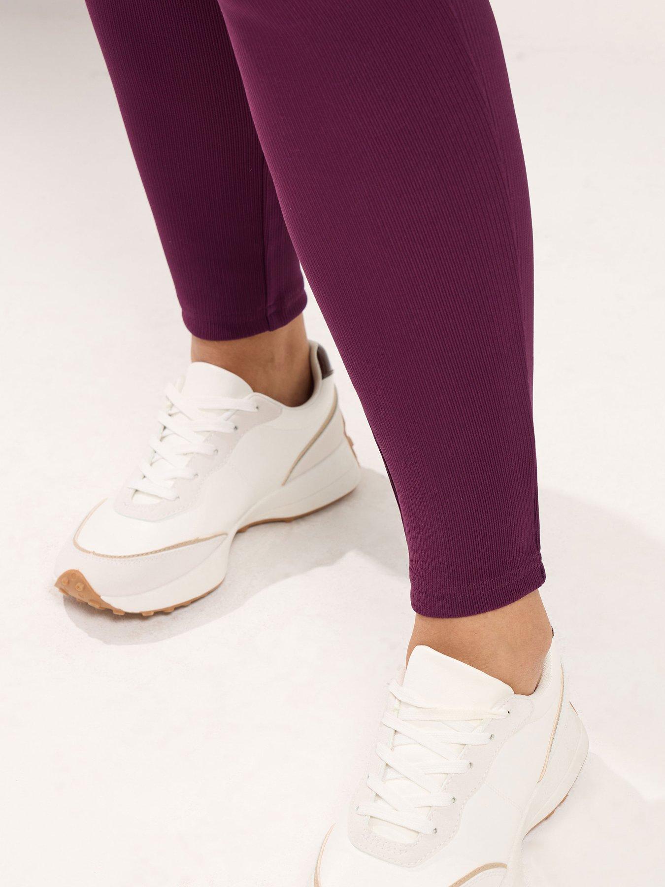 Image 4 of 4 of Yours Curve Ribbed Leggings - Red