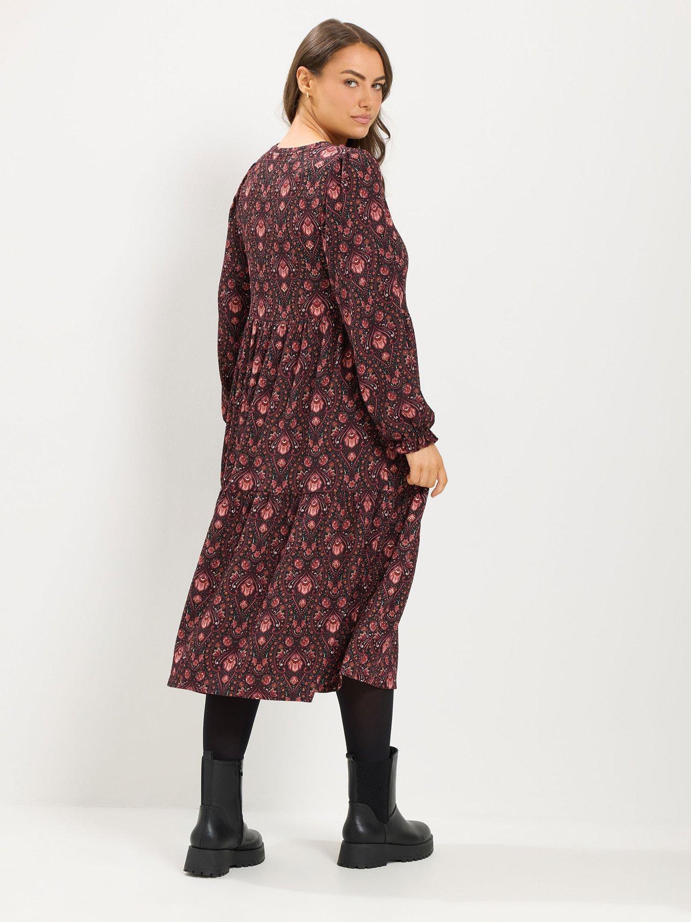 Image 2 of 4 of Yours Curve Textured Midaxi Dress - Black