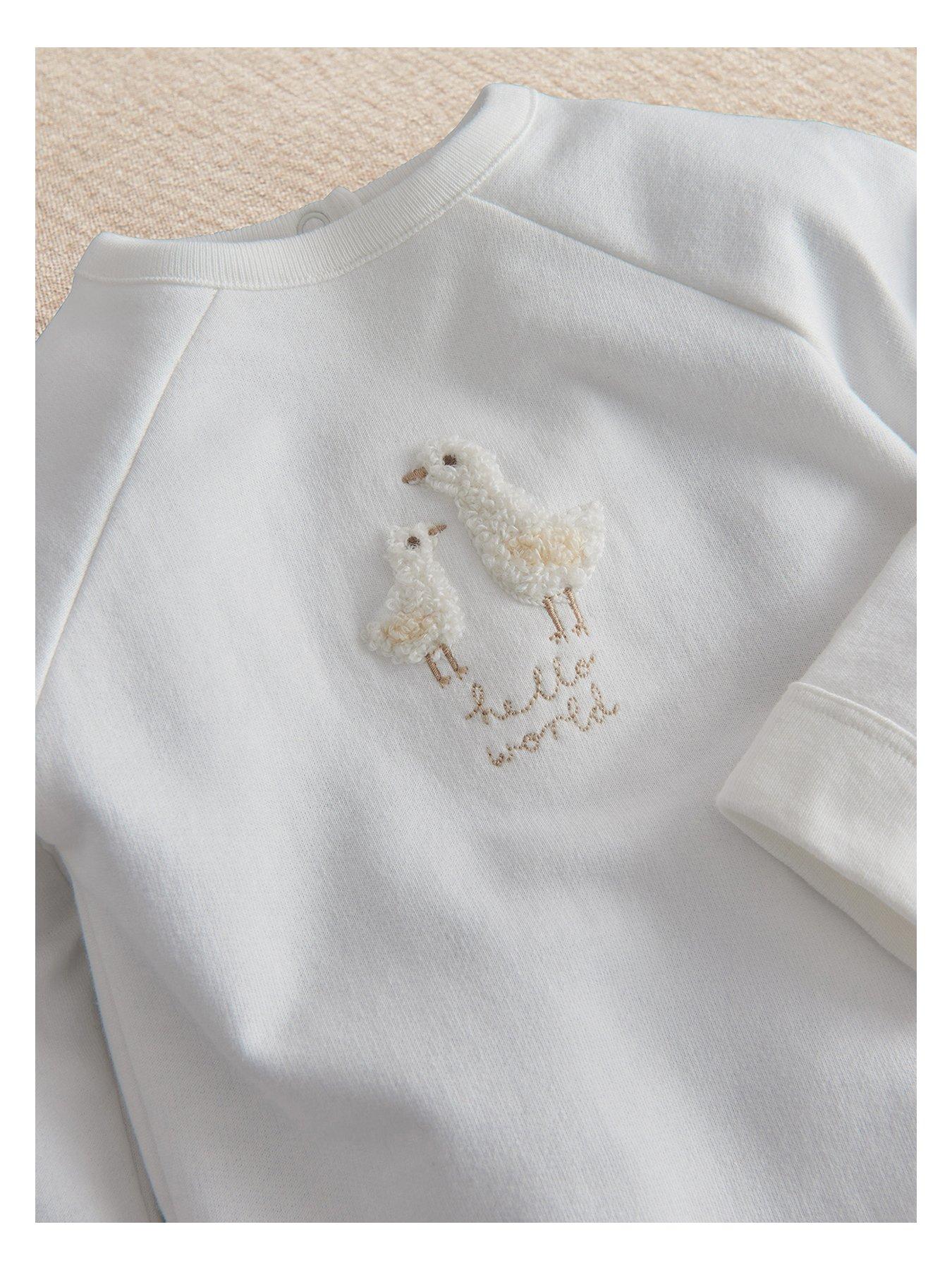 Image 3 of 6 of Mamas & Papas Baby Unisex Duck Hello World Sleepsuit - White