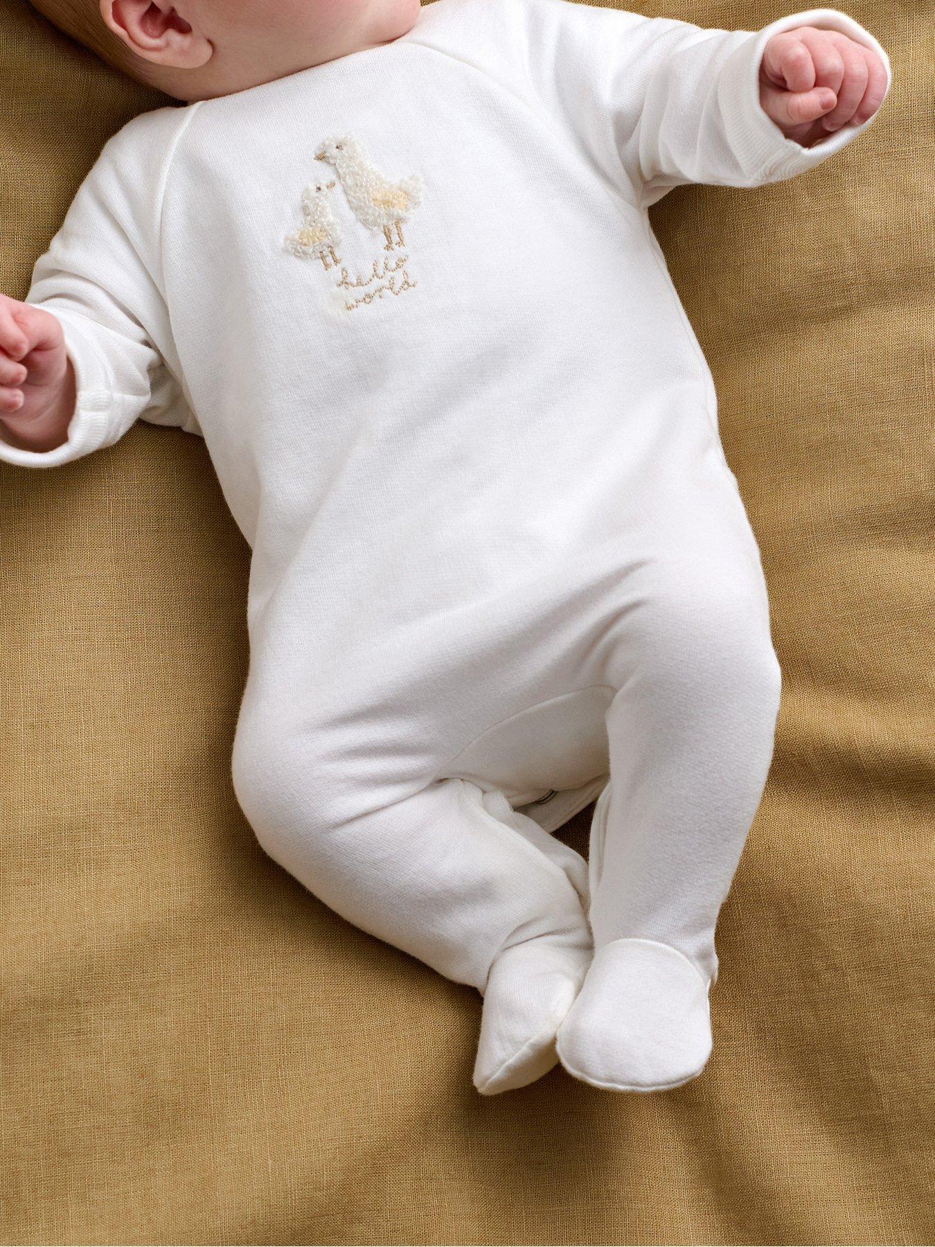 Image 5 of 6 of Mamas & Papas Baby Unisex Duck Hello World Sleepsuit - White