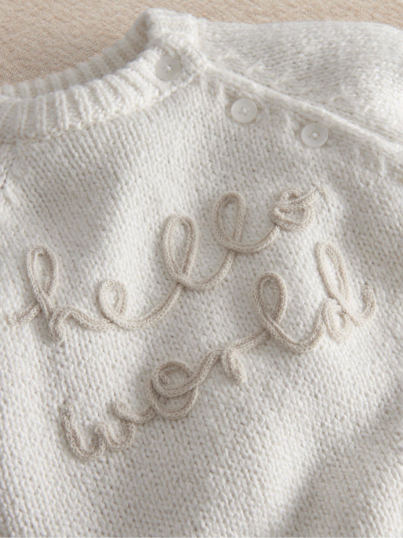 Image 4 of 7 of Mamas & Papas Baby Unisex 2 Piece Hello World Knitted Jumper &amp; Leggings - Beige