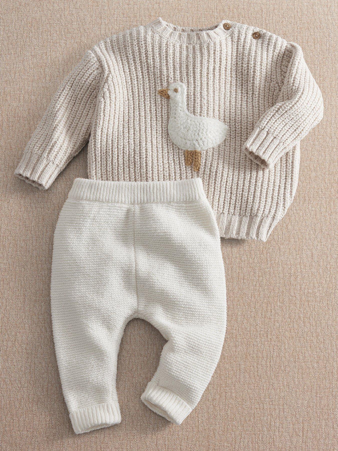 Mamas & Papas Baby Unisex 2 Piece Duck Knitted Jumper  &  Leggings - Beige