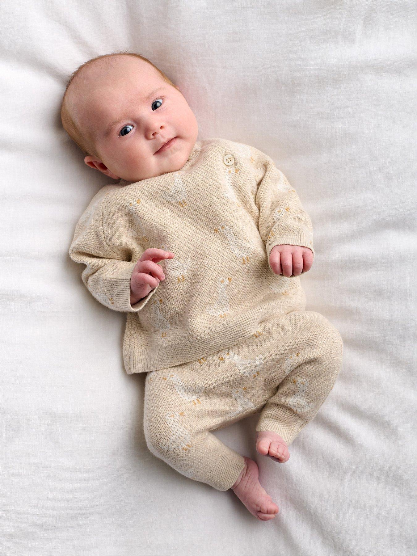 Mamas & Papas Baby Unisex 2 Piece Duck Knitted Top & Trouser Set - Beige